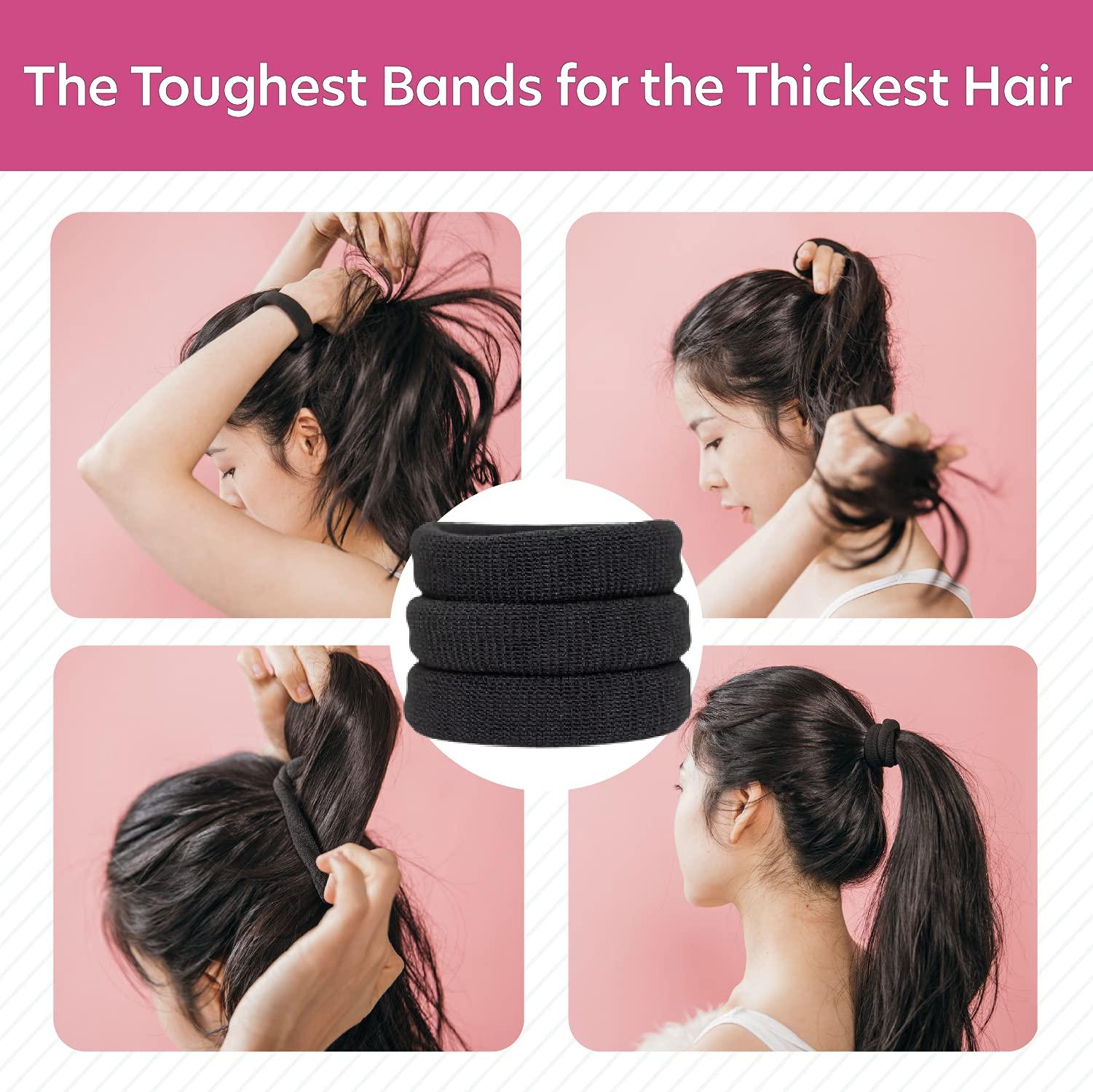 Burlybands Burlybands Large Hair Ties for Thick Heavy or Curly Hair. No Slip No Damage Seamless Ponytail Holders Scrunchies Sports Thick Hair Ties (Black 8 Pack + Brown 3 Pack)