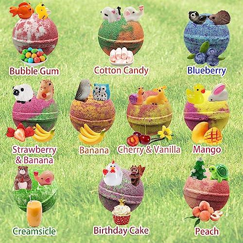 Joanne Arden Organics Kids Bath Bombs Gift Set. 20 Natural Bath Bombs with Toys Inside & Farm Playmat. Animal Bath Bombs for Boys and Girls with Prize Inside