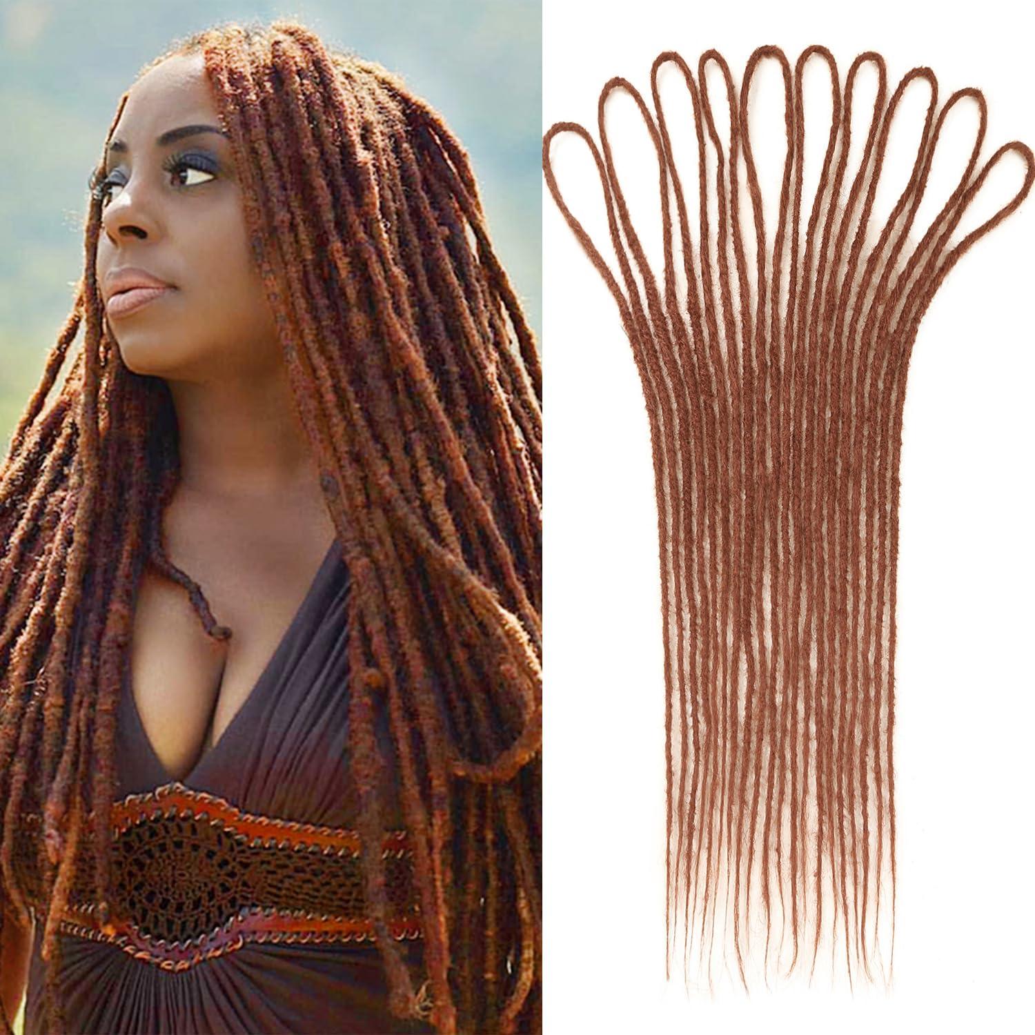 HANNE HANNE 24 Inch Double Ended Dreadlock Extensions 10 Strands Ginger Dreadlocks Extension for Black Women and Men Dreads Extensions (24 Inch DE Dreads, 350#)