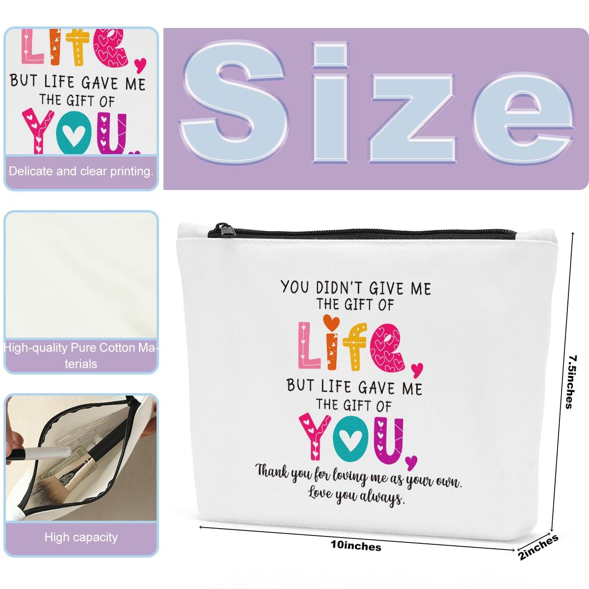 Sldpngo Mothers Day Bonus Mom Gifts for Stepmom Makeup Bag, Mother in Law Birthday Gifts Retirement Thank You Gifts for Bonus Mom Cosmetic Bag, Bonus Mom Birthday Gift Ideas Makeup Pouch