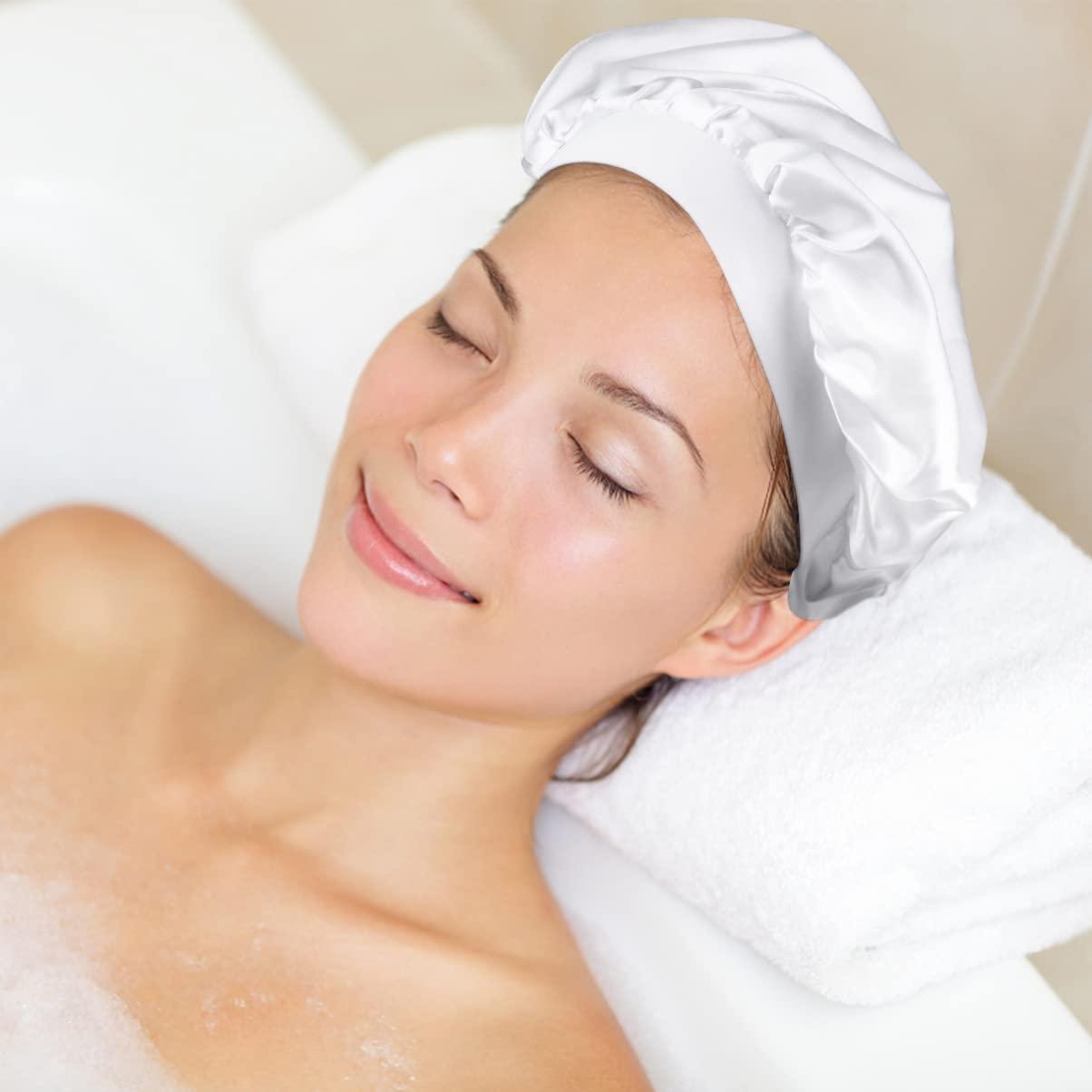 CALLARON CALLARON Bonnet Bath Hat for Women Reusable Shower Caps Spa Bathing Shower Hat Bath Caps Satin 3Pcs