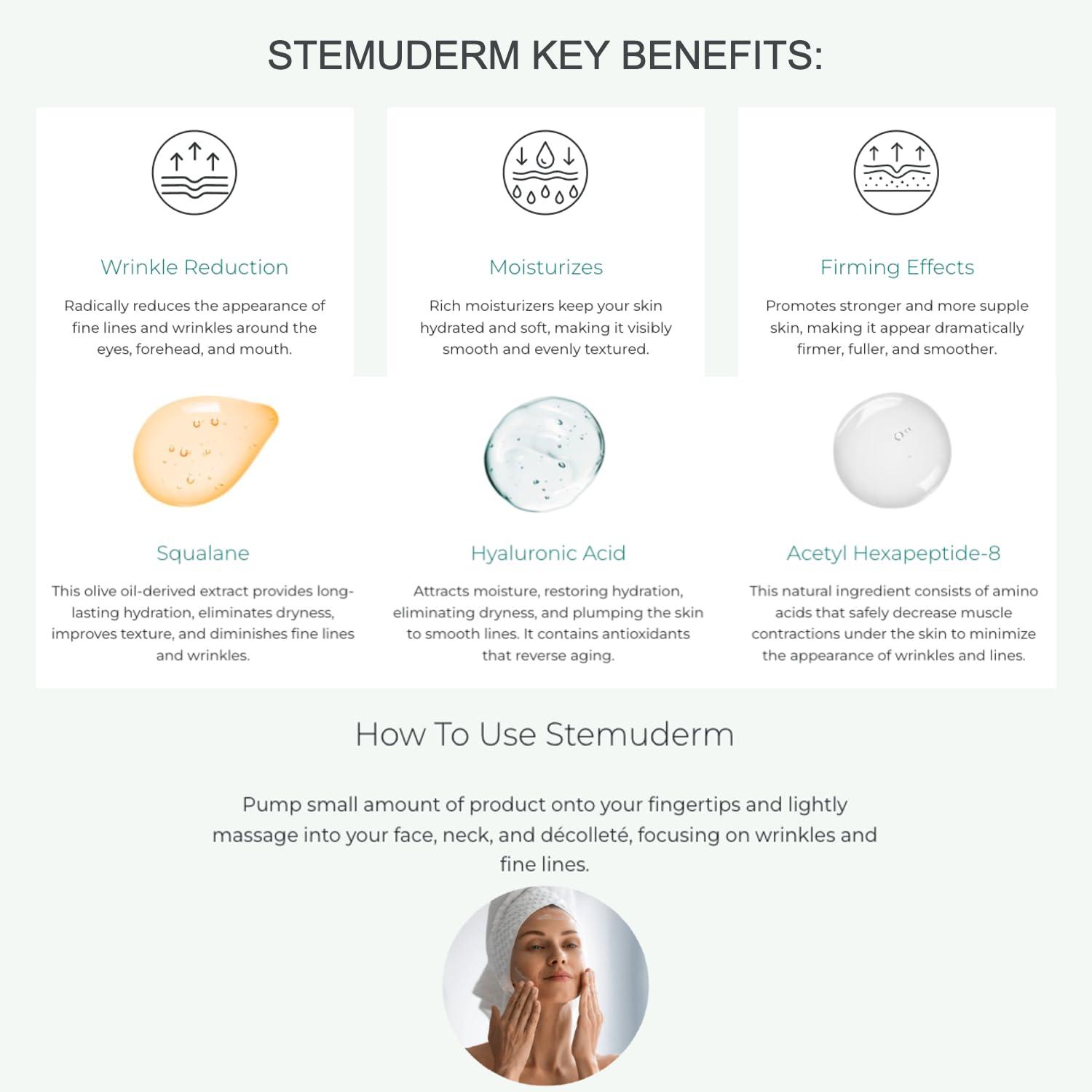 Solvaderm Stemuderm Face & Eye Cream Anti Aging Daily Moisturizer for Fine Lines and Wrinkles | Increase skins Natural Production of Collagen and Elastin with Organic Plant Based Stemcells
