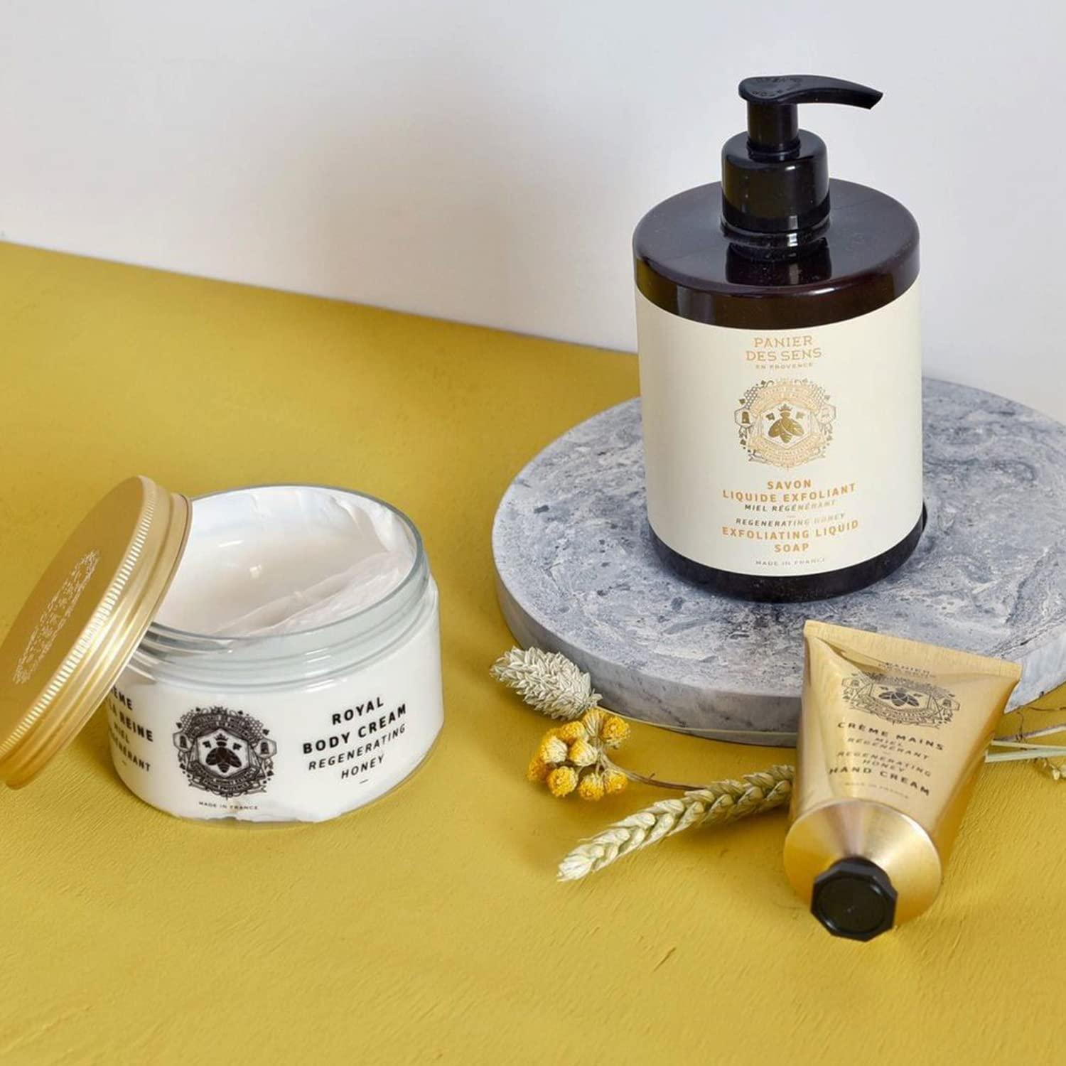 Panier des Sens Panier des Sens - Liquid Hand Soap Honey Exfoliating Hand Wash - French Marseille Moisturizing Soap with Coconut Oil - Refillable Kitchen & Bathroom Hand Soap - 97% Natural Ingredients -16.9 Fl.oz