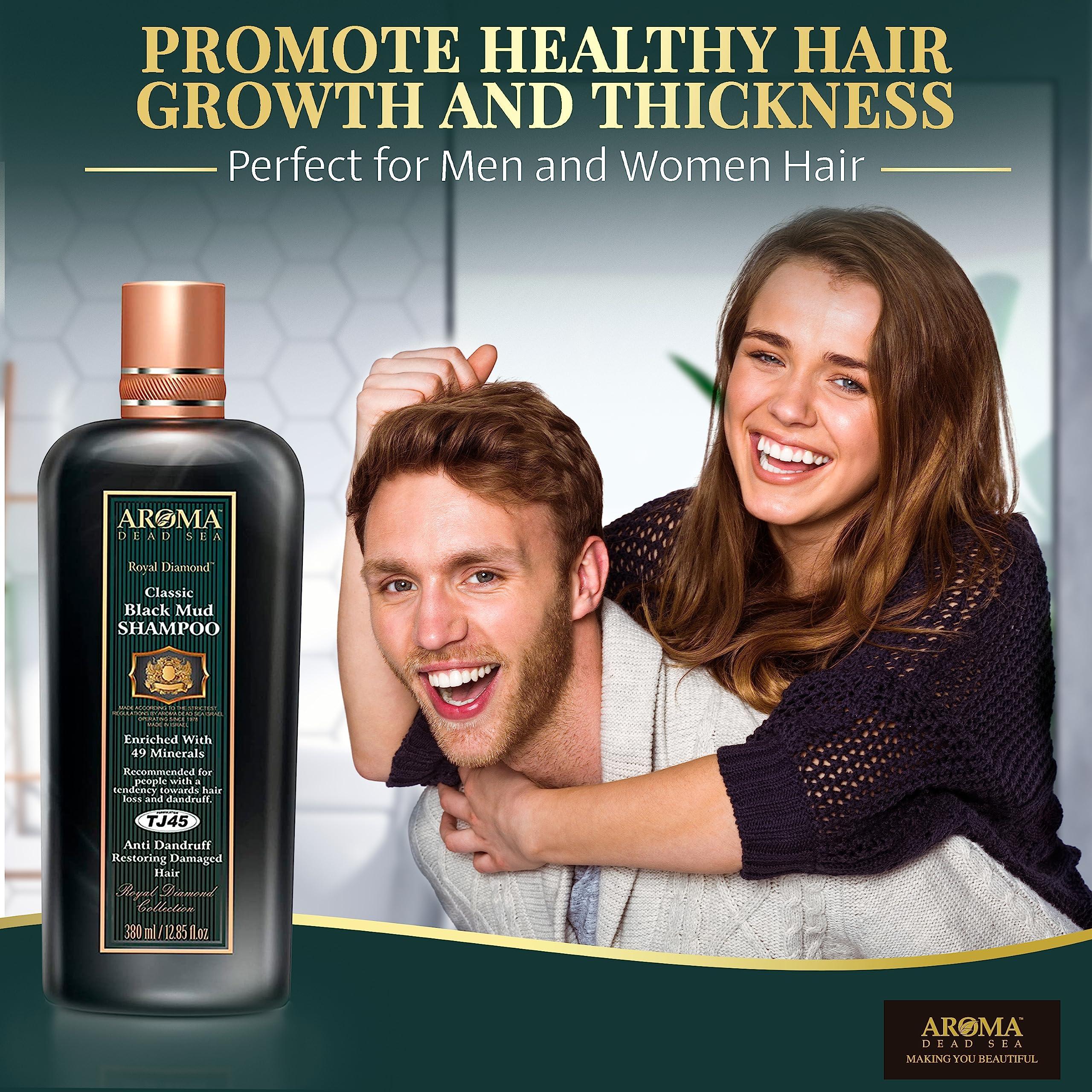 Aroma Dead Sea Aroma Dead Sea Black Mud Shampoo - Fights Dandruff, Thinning Hair, Weak Roots & Itchy Scalp. Prevents Hair Loss & Encourages Growth. Ideal for Damaged Hair (12.85 fl.oz)