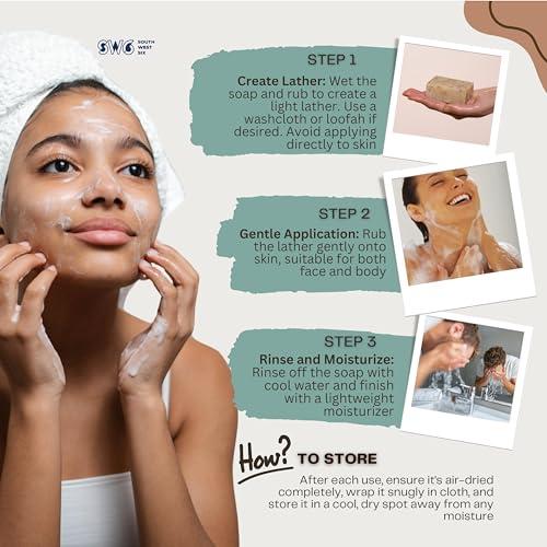 SW6 SW6-Authentic African Black Soap Bar, Raw & Organic w/Shea Butter, Gentle Cleansing (5.29oz), Shades of Brown