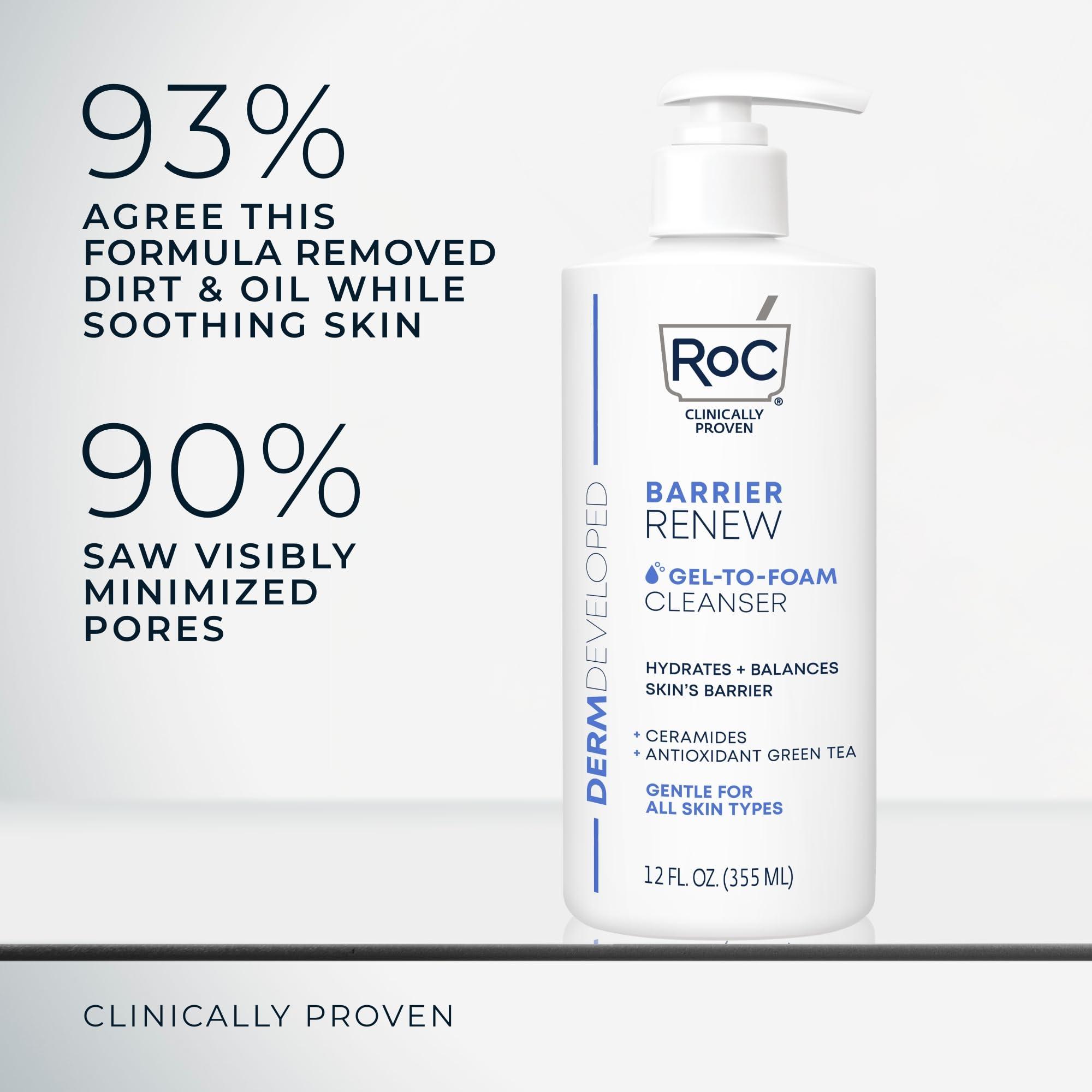 RoC RoC Barrier Renew Gel to Foam Non Drying Facial Cleanser to Hydrate Skin, 12 Ounces