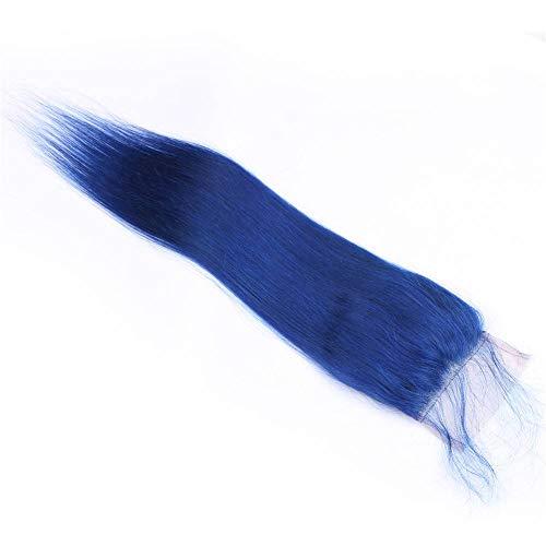 Tony beauty hair Tony Beauty Hair Straight Dark Blue Virgin Hair Weave Double Wefts with Closure 4Pcs Lot Blue Colored Indian Human Hair 3Bundles Hair Weaves with Front Lace Closure 4x4 (24 24 24+20)