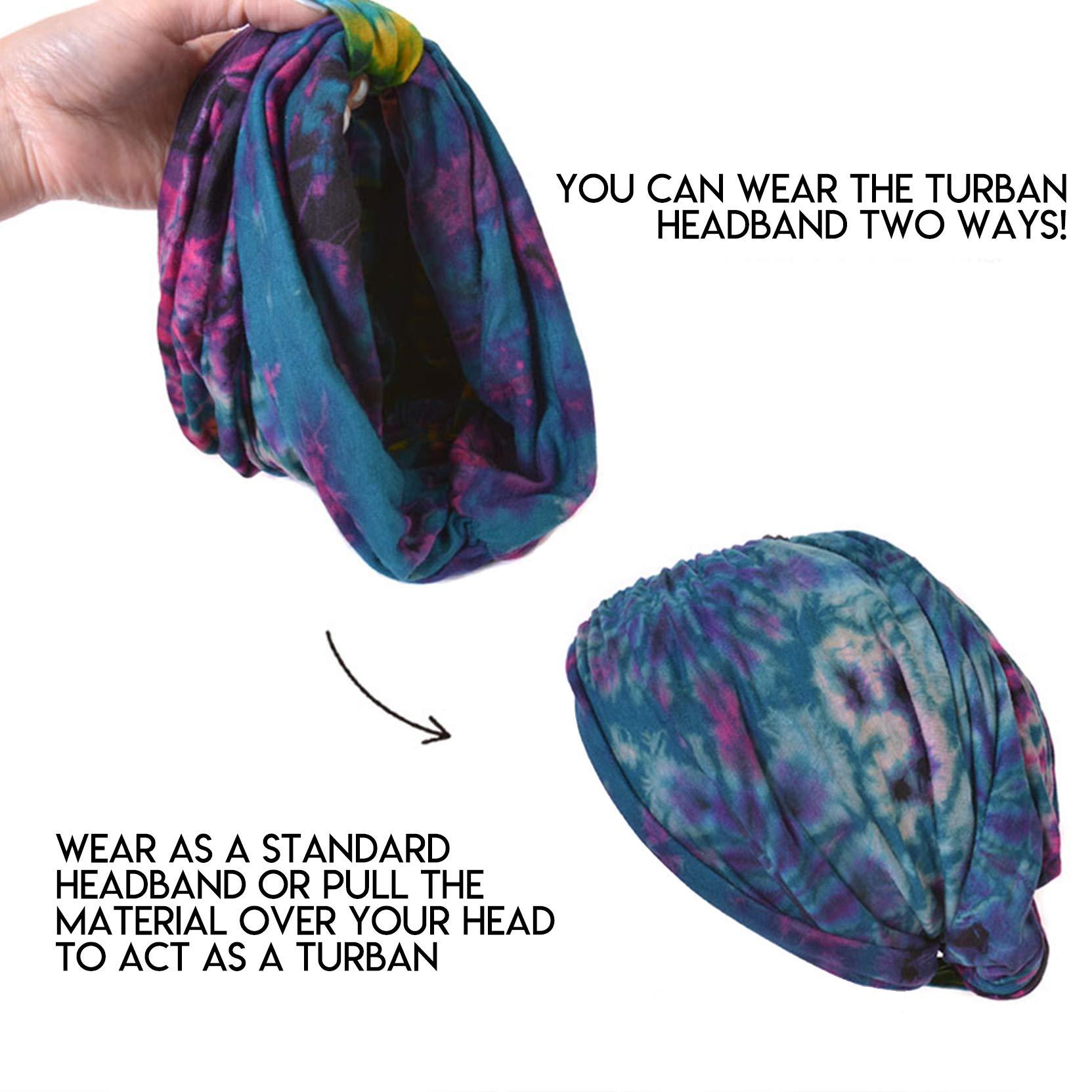 CHARM CHARM Hippie Headband Womens Turban - Boho Bandana Hair Wrap Men Head Band Scarf C