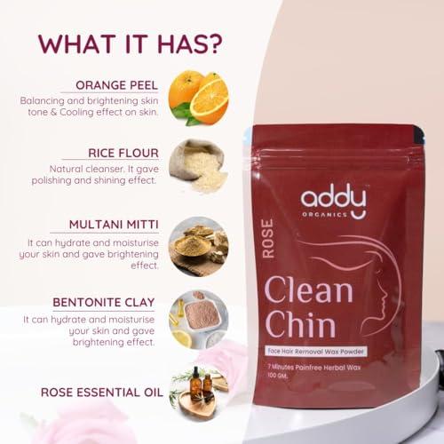 SHIVEEX STORE Herbal Face Wax Powder for Women (Rose) 7 minute Natural Painless Instant Hair Removal Cleans Dead Skin Cells D-Tan & Skin Unwanted Hair Organic Facial Wax Powder 100g, White