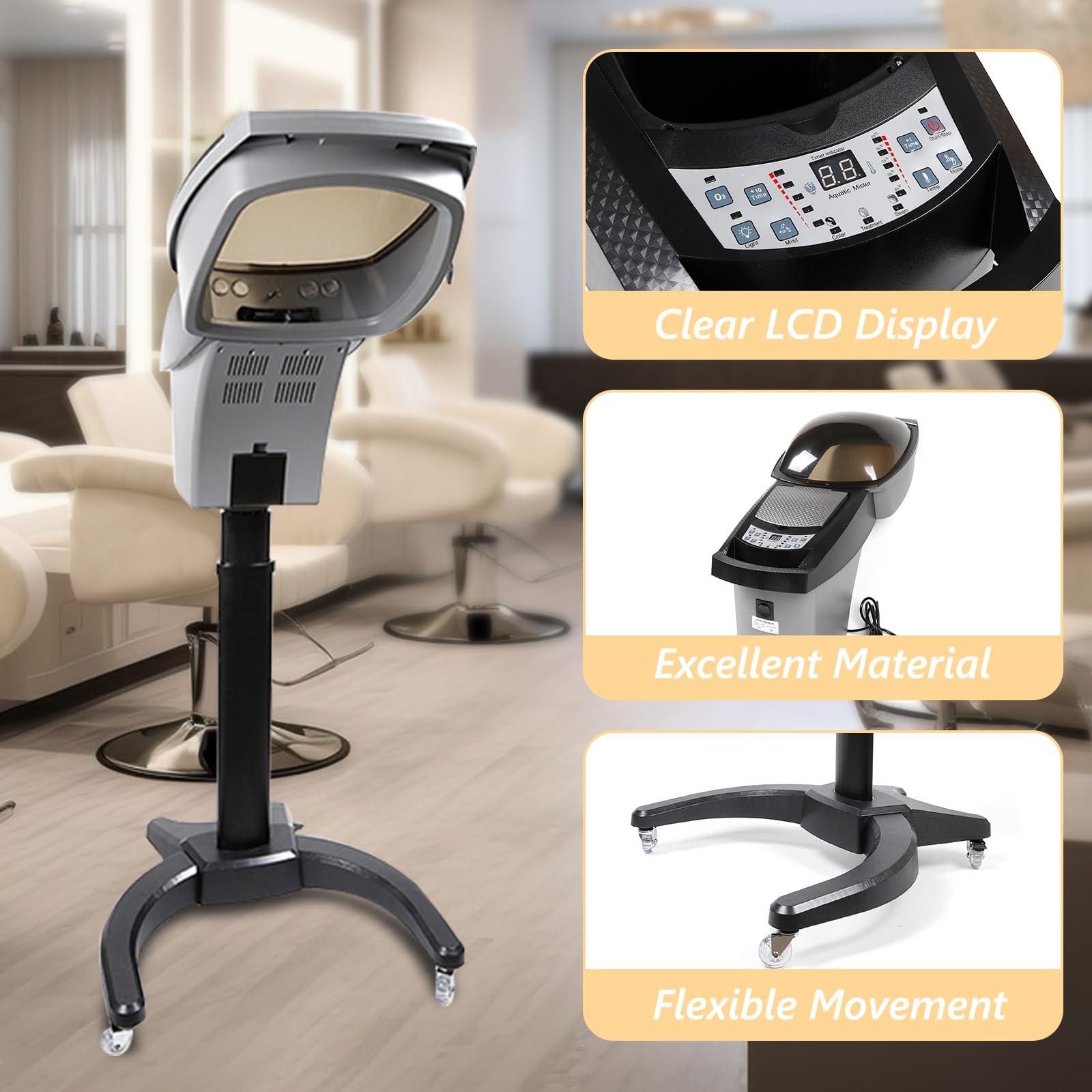 PIAOCAIYIN PIAOCAIYIN Hair Steamer Machine, Salon Spa Steamer Oil Treatment Machine, Professional Steamer for Hair, 110V Hair Steamer for Natural Hair w/LCD Display Screen, 3 Modes for Hair Care, Black