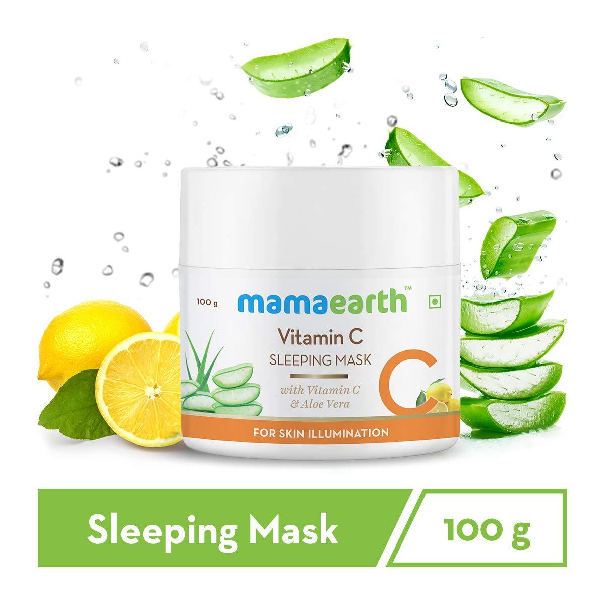 MAMAEARTH Mamaearth Vitamin C Sleeping Face Mask | Overnight Restorative Night Time Skincare | Hydrating Cream-Gel Mask for Radiant Skin | No Paraben | 3.53 Oz (100g)
