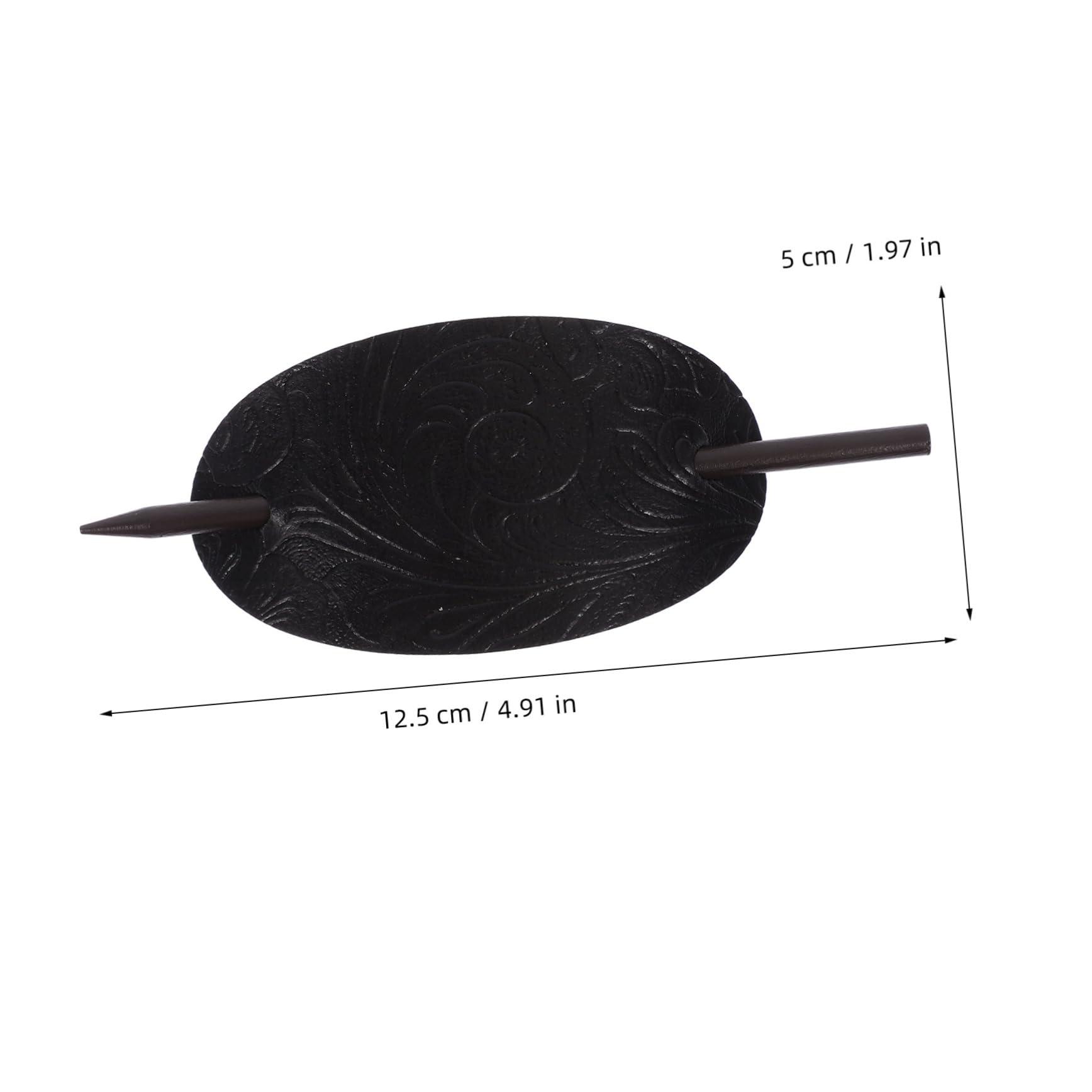 Didiseaon Didiseaon 3pcs Leather Hair Barrette Stick Black Hair Women Hair Accessories Stick Barrettes Oval Hair Clip