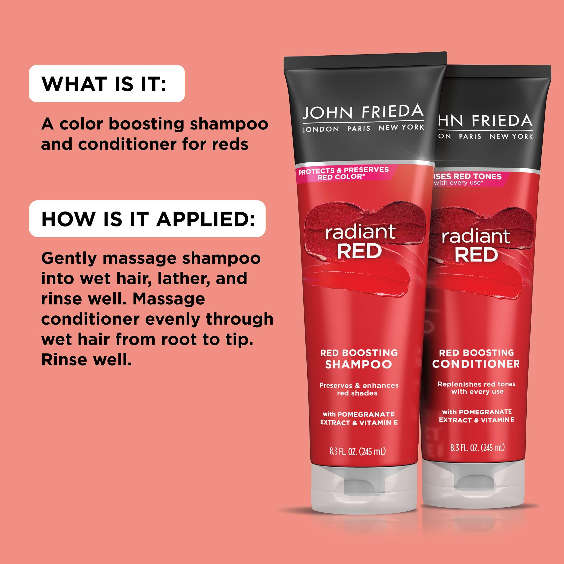 John Frieda John Frieda Radiant Red Shampoo & Conditioner Bundle, Enhancing Shampoo & Conditioner, Helps Enhance Shades, with Pomegranate and Vitamin E