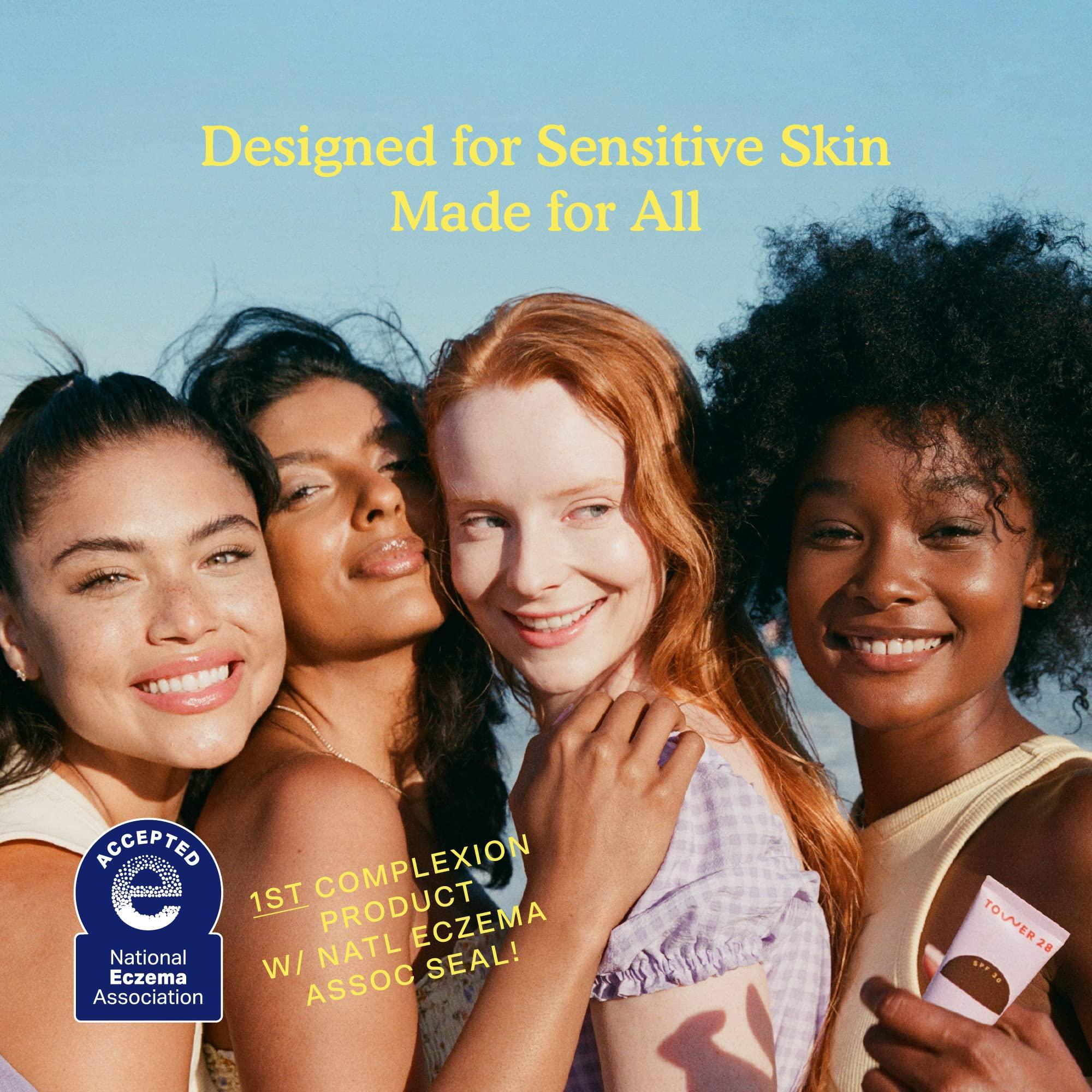 Tower 28 Tower 28 Beauty SunnyDays SPF 30 Tinted Mineral Sunscreen - For Sensitive Skin - 2-in-1 Facial Broad Spectrum UVA/UVB Protection + Foundation - Shade 55 TEMESCAL - Deep with Golden Undertones, 1 Fl Oz