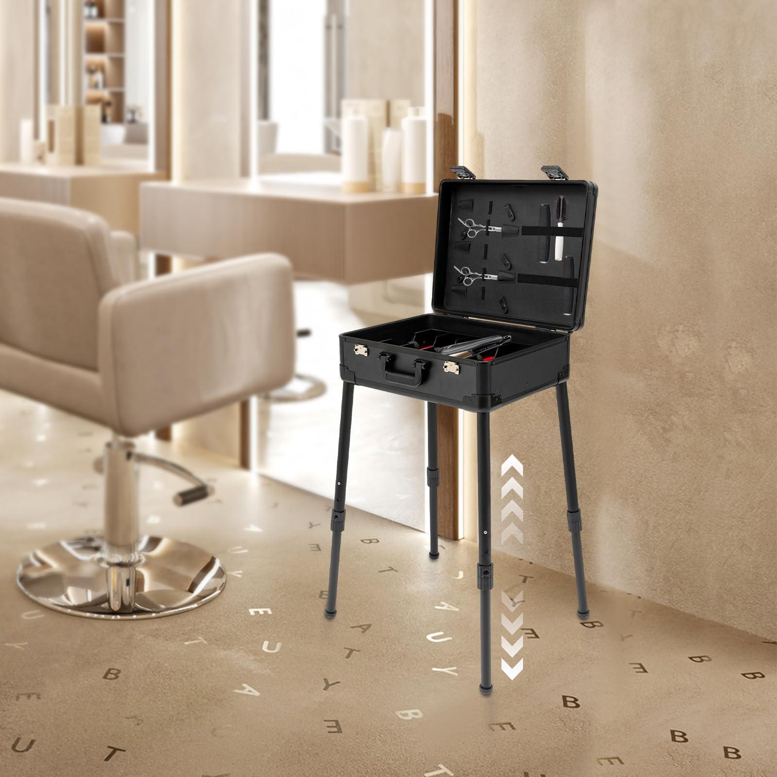 GXFCHYL GXFCHYL Professional Barber Case Professional Barber Tool Box Mobile Barber Station, 18.11-31.5 Adjustable Height, TSA Customs Lock (Black)