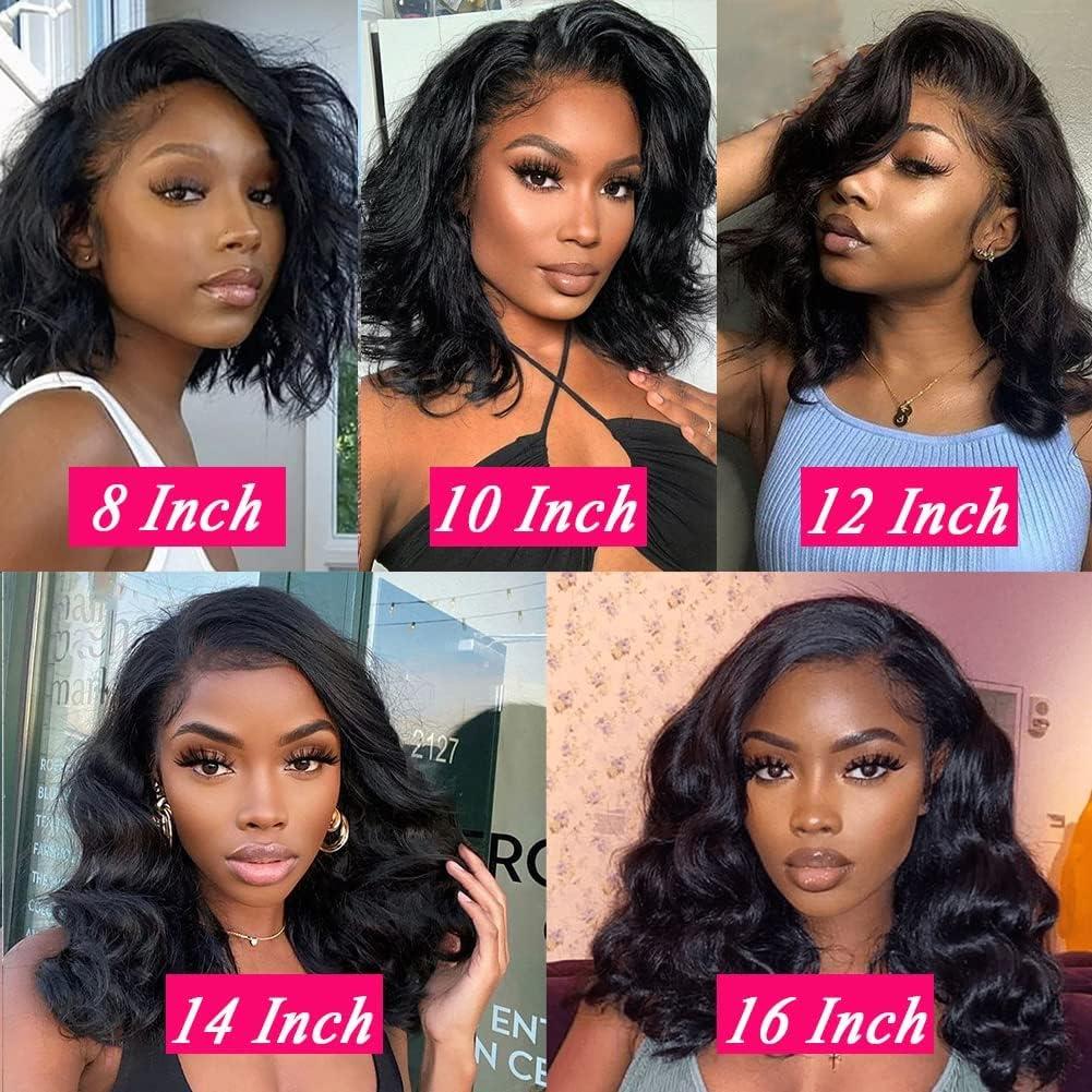 Laceager 12 Inch Wear and Go Glueless Bob Wig Human Hair Pre Plucked 4X4 Body Wave Lace Front Wigs Human Hair Pre Cut Lace New Upgraded No Glue Wigs For Black Women