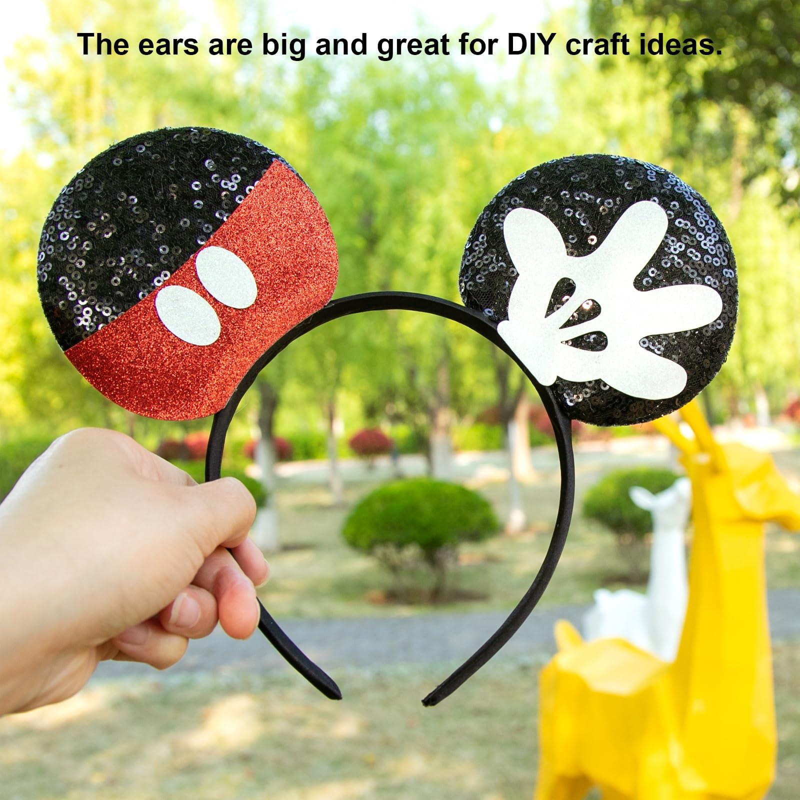 CHuangQi CHuangQi 2pcs Mouse Ears Headbands with Shiny Bow Double-sided Sequins Glitter Hair Accessories for Birthday Party Celebration (XC25#2)