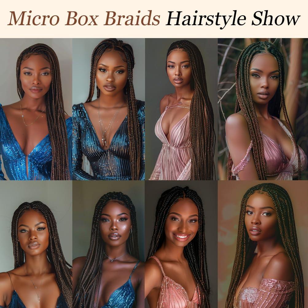 Style Icon Style Icon 42 Inches 360-Full Lace Micro Box Braids Wig Ombre Blonde Super Long Braided Wig Top Faux Locs Synthetic Wigs