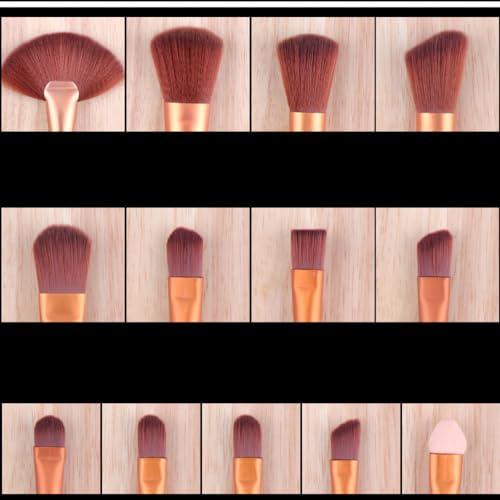 Taolivingmart Makeup Brush Set 24 Piece Professional with Portable Storage Bag, Wood Grain Texture, Soft and Durable Perfect for Travel and On-The-Go Touch Ups (Pink)