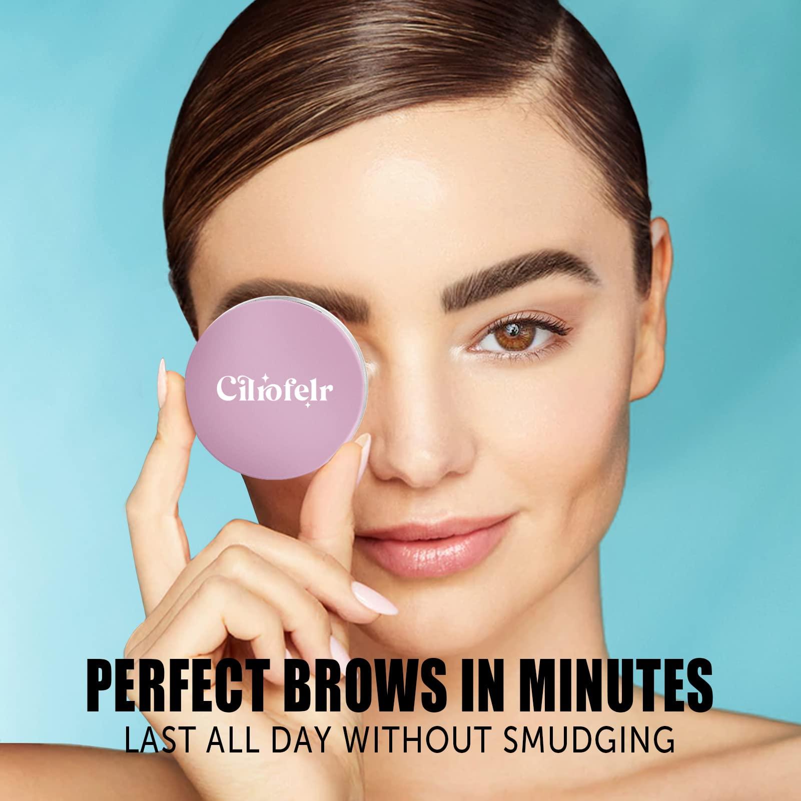 Cilrofelr Cilrofelr Eyebrow Stamp Stencil Kit, Eyebrow Stamp and Shaping Kit, Brow Trio Eyebrow Pomade Kit, One Step Brow Stamp Kit with 10 Brow Stencils, Waterproof, Long-Lasting Eyebrow Makeup, Medium Brown