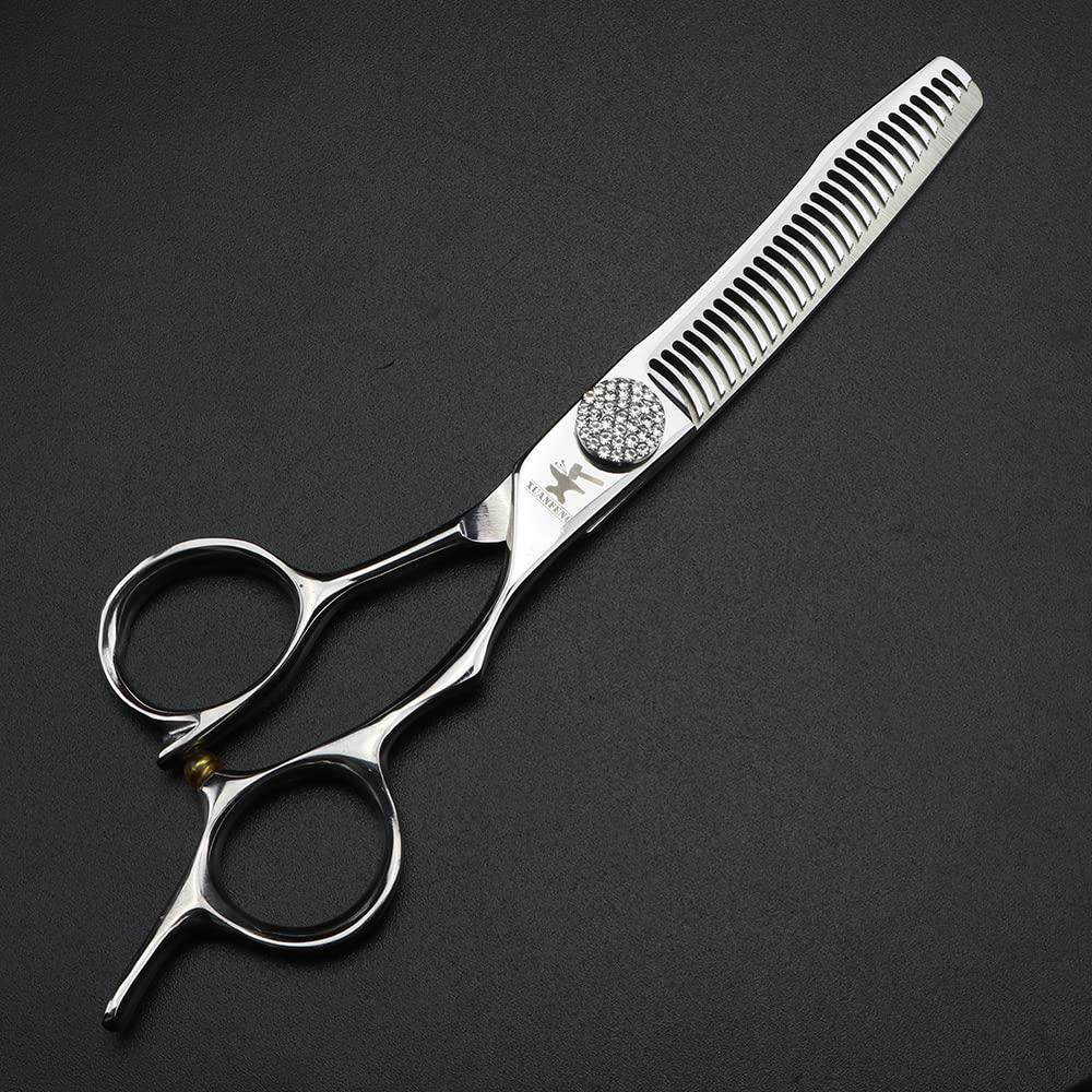 XUANFENG Diamond Screw Hair Scissors 6 inch JP440C Steel is Suitable for Family Hair Cutting, Professional Cutting and thinning Scissors Hairdresser Hair Styling Scissors, (2 PCS)