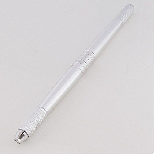 boermeize Makeup Pen Microblading Tool Stainless Steel Eyebrow Microblading Pen with Manual Tattoo Pen and 7RL Round Needle 20pcs for Tattoo Eyebrow Lip Eyeline