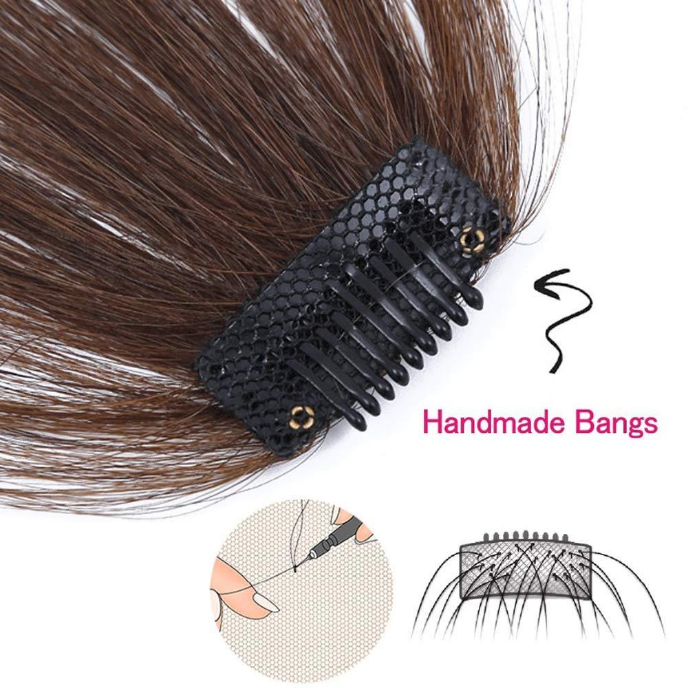 RemeeHi 3D Light Fringe Human Hair 613# Blonde Straight Bangs Clip in Forehead Topper no Temple