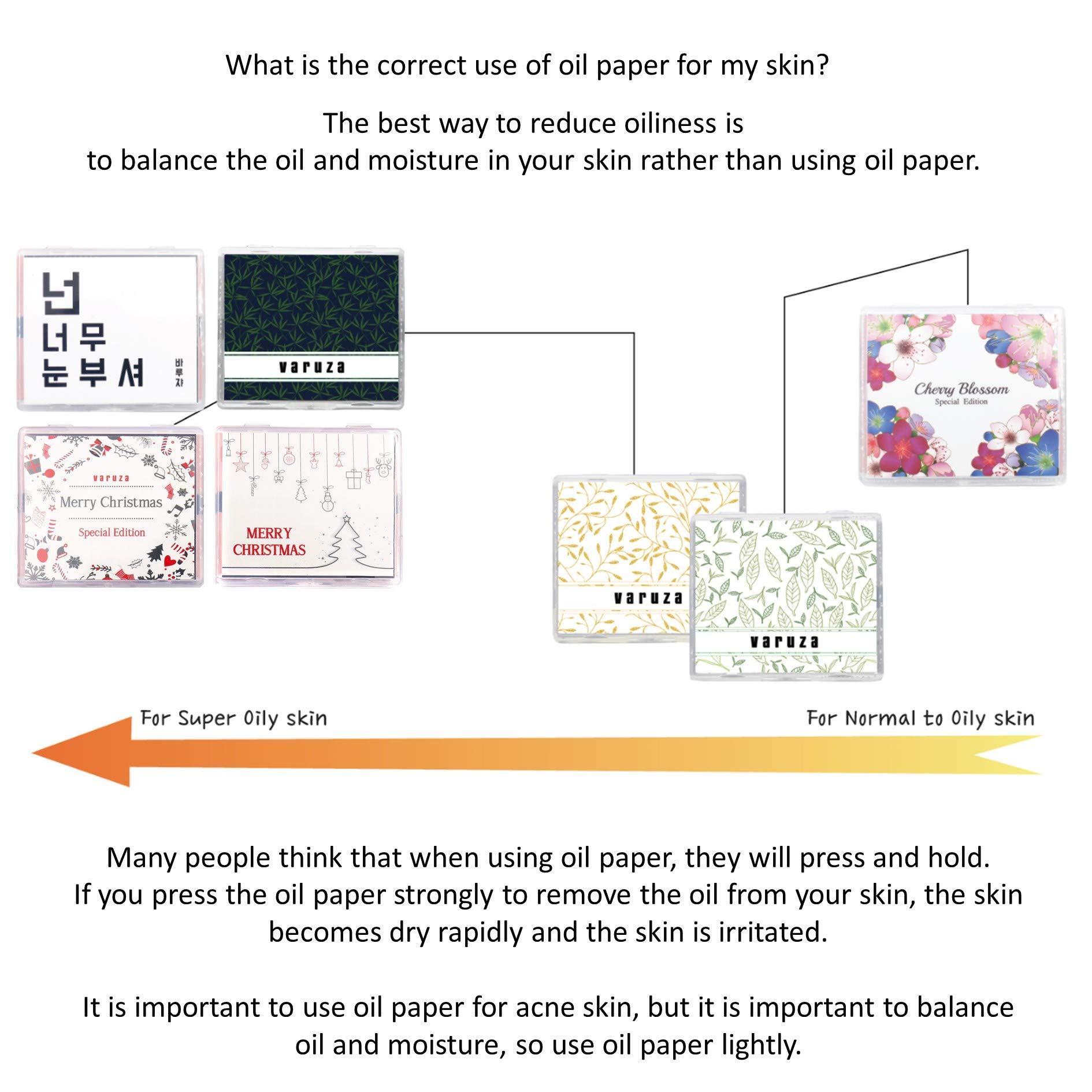 varuza [100 Counts + Mirror Case] Cherry Blossom Natural Oil Blotting Paper for Face Korean with Mirror Case