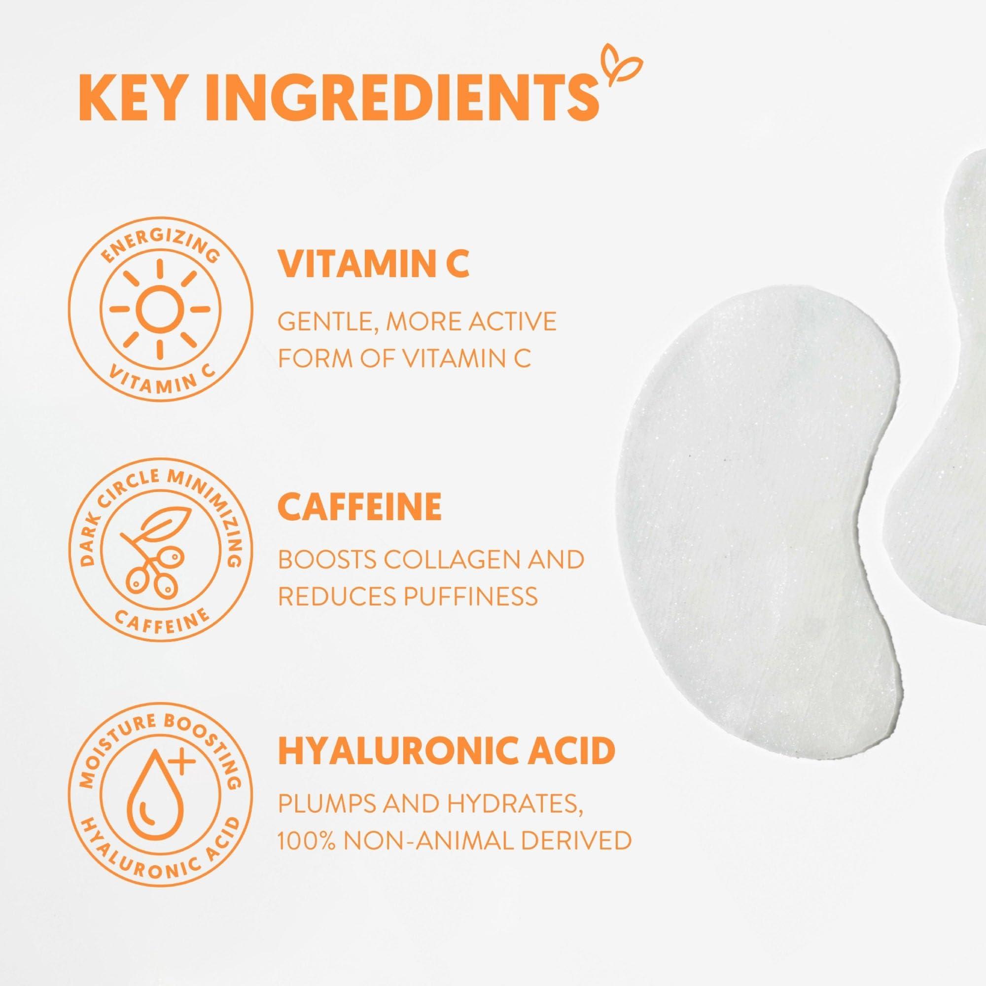 By Nature By Nature Vitamin C + Caffeine Brightening + Hydrating Under Eye Mask Patches - Energizing + Replenishing Eye Patches for Dark Circles - Skincare from New Zealand - Under Eye Patches - 5 Pairs