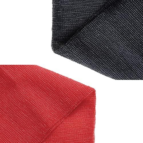 Terra Distribution Extra Rough, Exfoliating Washcloth [Made in Japan] Exfoliating Towel Special Texture Makes Fluffy Foam Lather, Back Scrubber, Dead Skin Cell Remover [Loofah for Women and Men] (2pcs Set(Red, Gray))