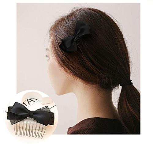 QUUPY 10 PCS 30 Teeth/12cm Long Hair Clip Combs Metal Wire Hair Combs Wire Twist Bridal Wedding Party Comb Barrettes Hair Pins Veil Hair Comb Bulk For Women Girls (Black)