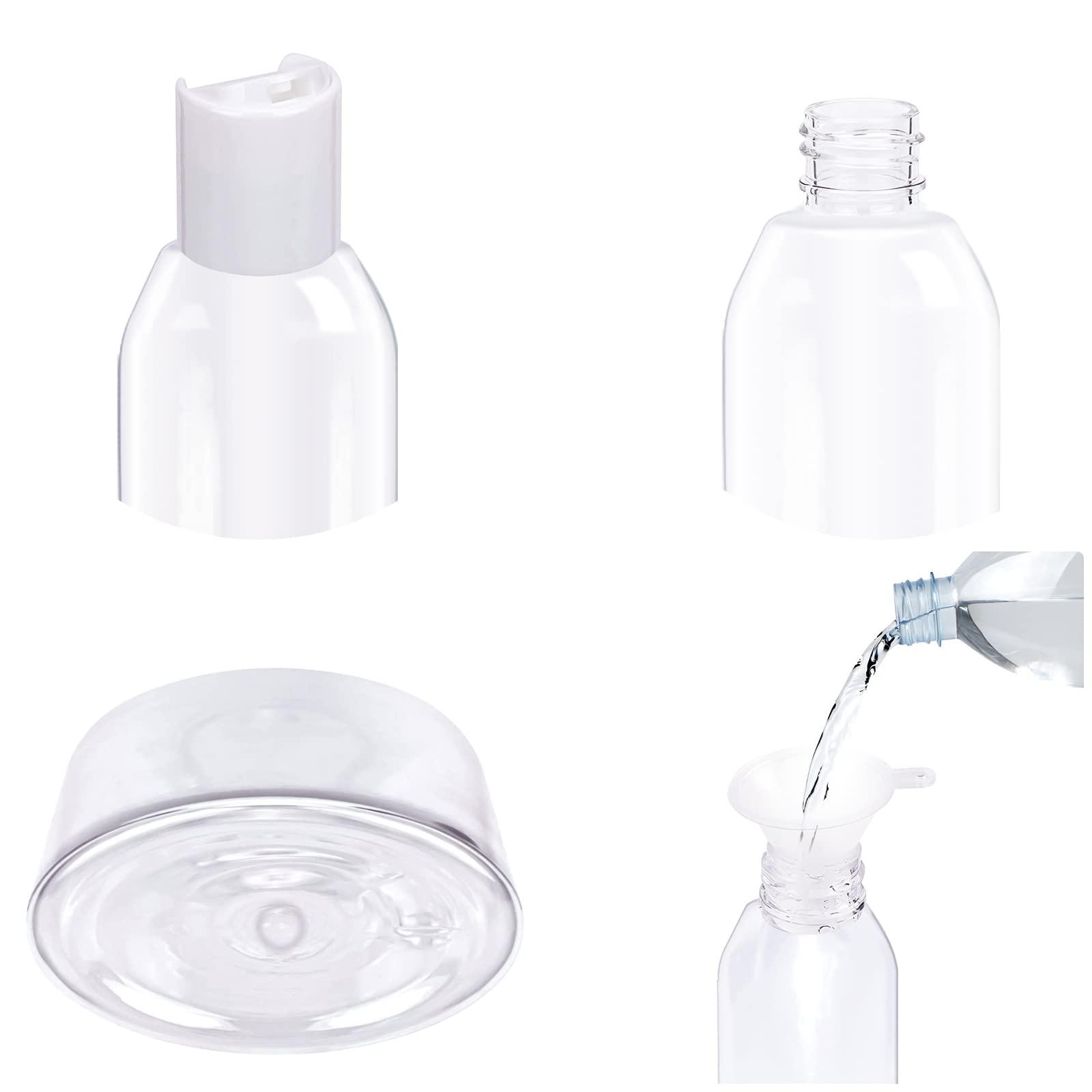 DRADERCH 14Pcs Clear Travel Bottle Set 50ml Transparent Plastic Air Flight Travel Bottle Empty Transparent Liquid Containers Bottles with 5pcs Funnels and 4Pcs Labels for Cosmetics
