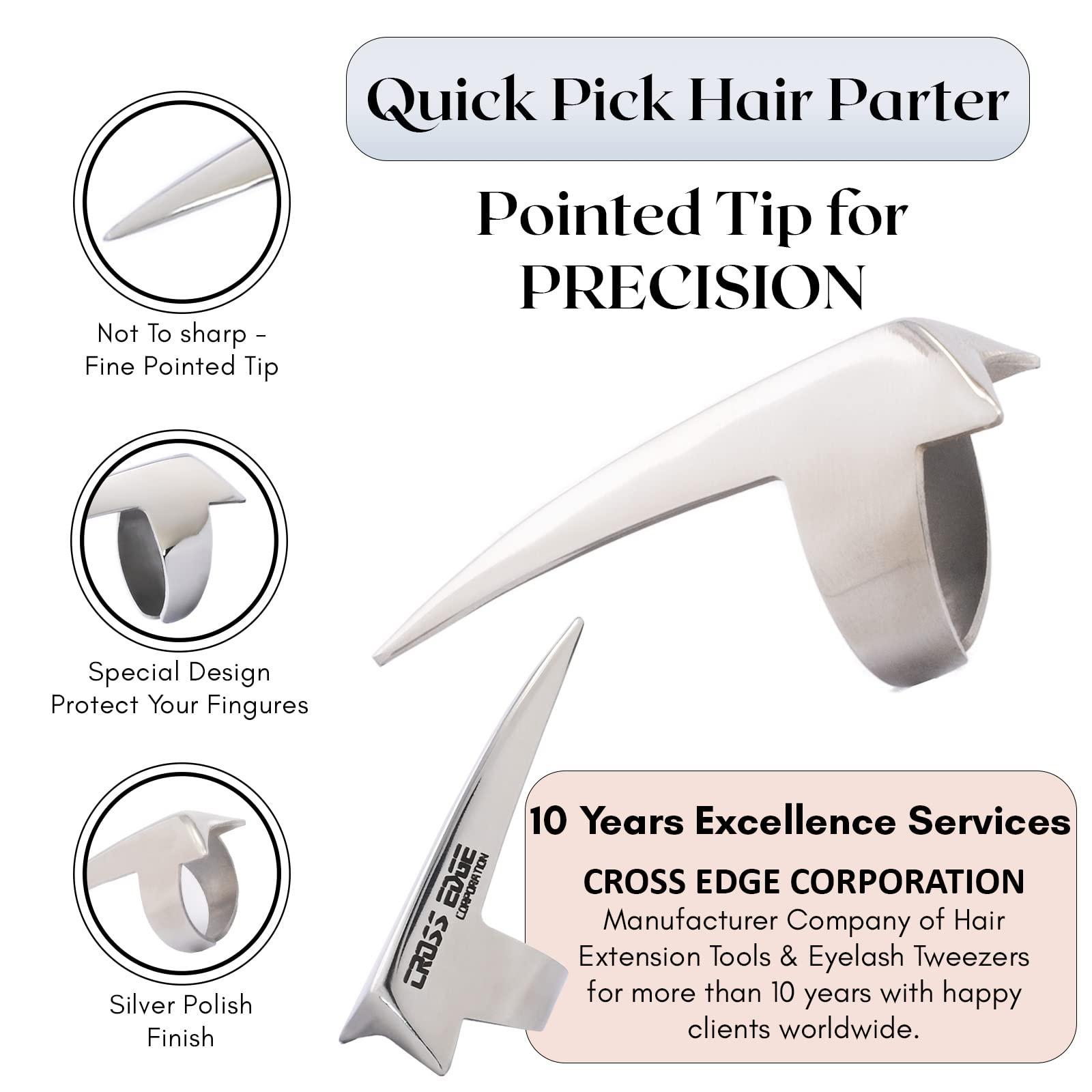 My Hair Tools My Hair Tools Hair Parting & Sectioning Ring - Stainless Steel Finger Braiding Hair Pick Tools Quick Installation of Human Hair Extensions Hair Styling Tools (Silver)