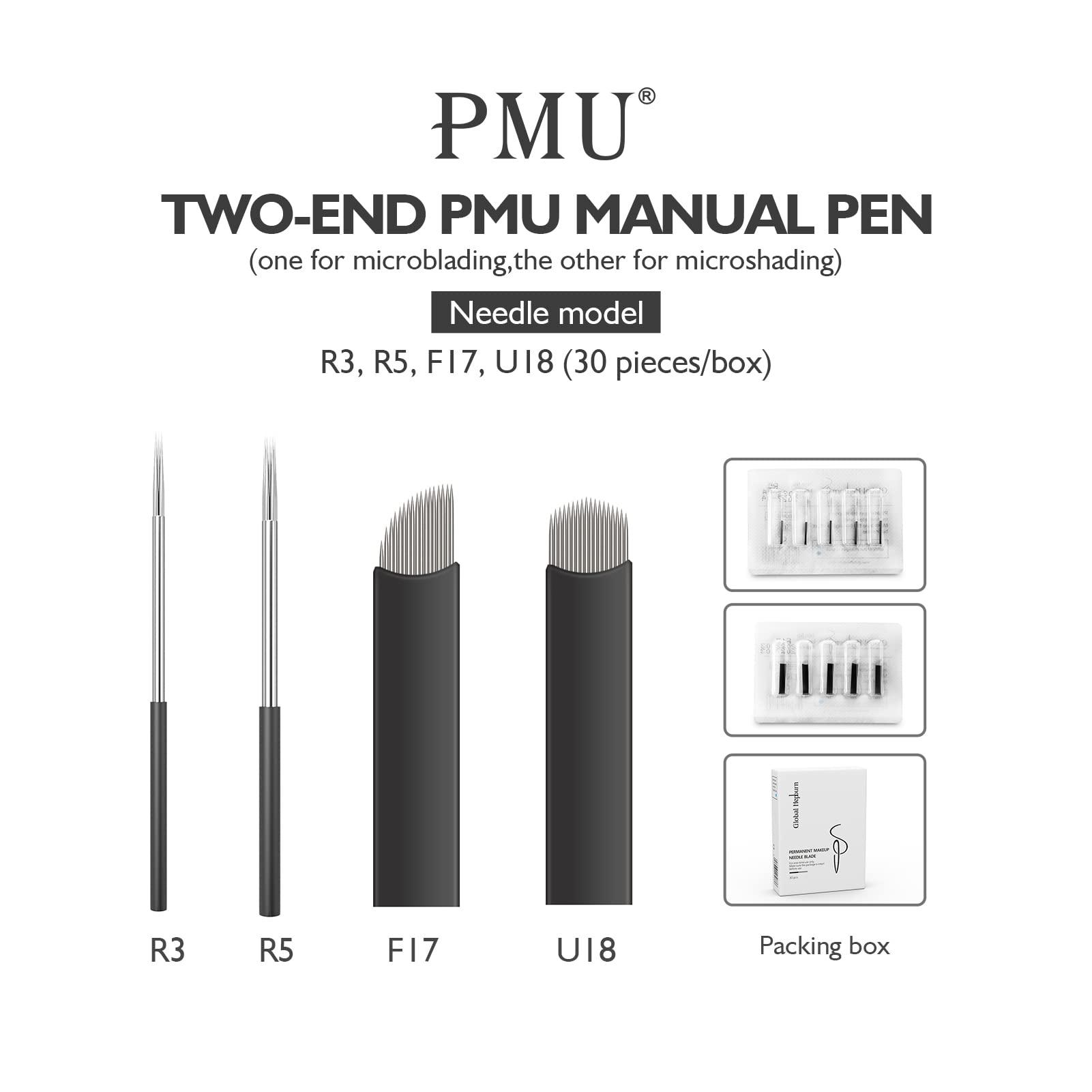PMU PERMANENT MAKEUP PMU 2 in 1 Aluminum Manual Microblading Pen for Eyebrow Permanent Makeup Tattoo Pen