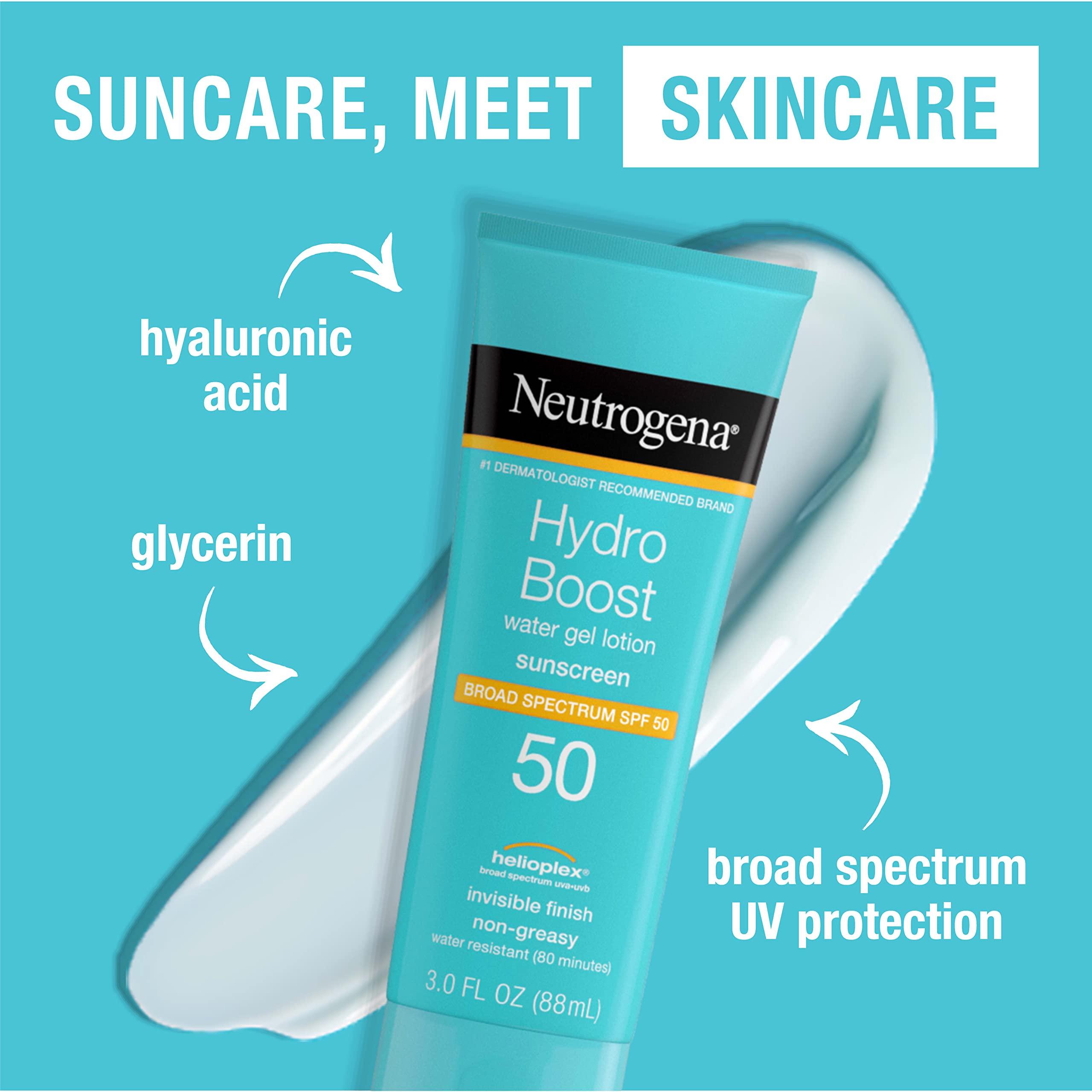 Neutrogena Neutrogena Hydro Boost Moisturizing Water Gel Sunscreen Lotion with Broad Spectrum SPF 50, Water-Resistant & Non-Greasy Hydrating Sunscreen Lotion, Oil-Free, 3 fl. oz, 3 Pack
