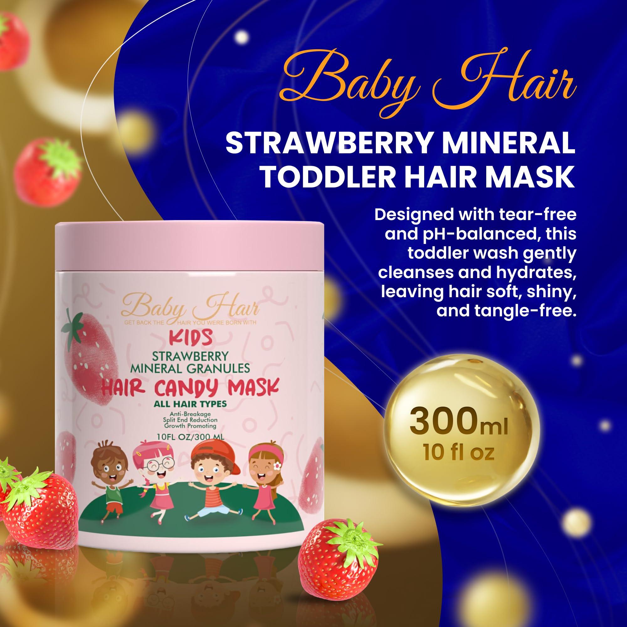 BABY HAIR Baby Hair - Strawberry Mineral Hair Candy Mask, Sulfate-Free Kids Hair Conditioner Mask, Hair Mask with Strawberry Oil, Camellia Oil, and Biotin, 10 fl.oz.