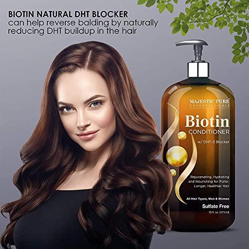 MAJESTIC PURE Majestic Pure Biotin with DHT Blocker Complex Shampoo & Conditioner Set (16 oz each) and Biotin Conditioner (16 oz) Bundle