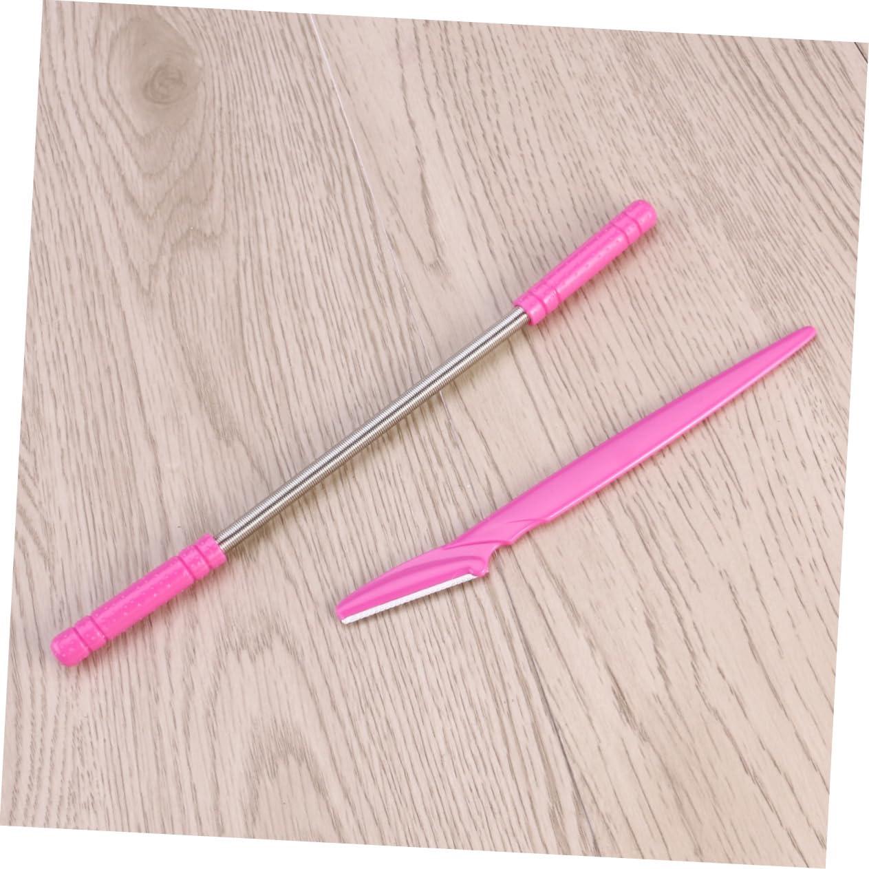 Hemoton Hemoton 2pcs Face Hair Removing Spring Facial Hair Remover Facial Hair Removing Spring Eyebrow Razor Eyebrow Shaper Razor Facial Hair Removing Stick Facial Tools Face Shavers Razors Pink