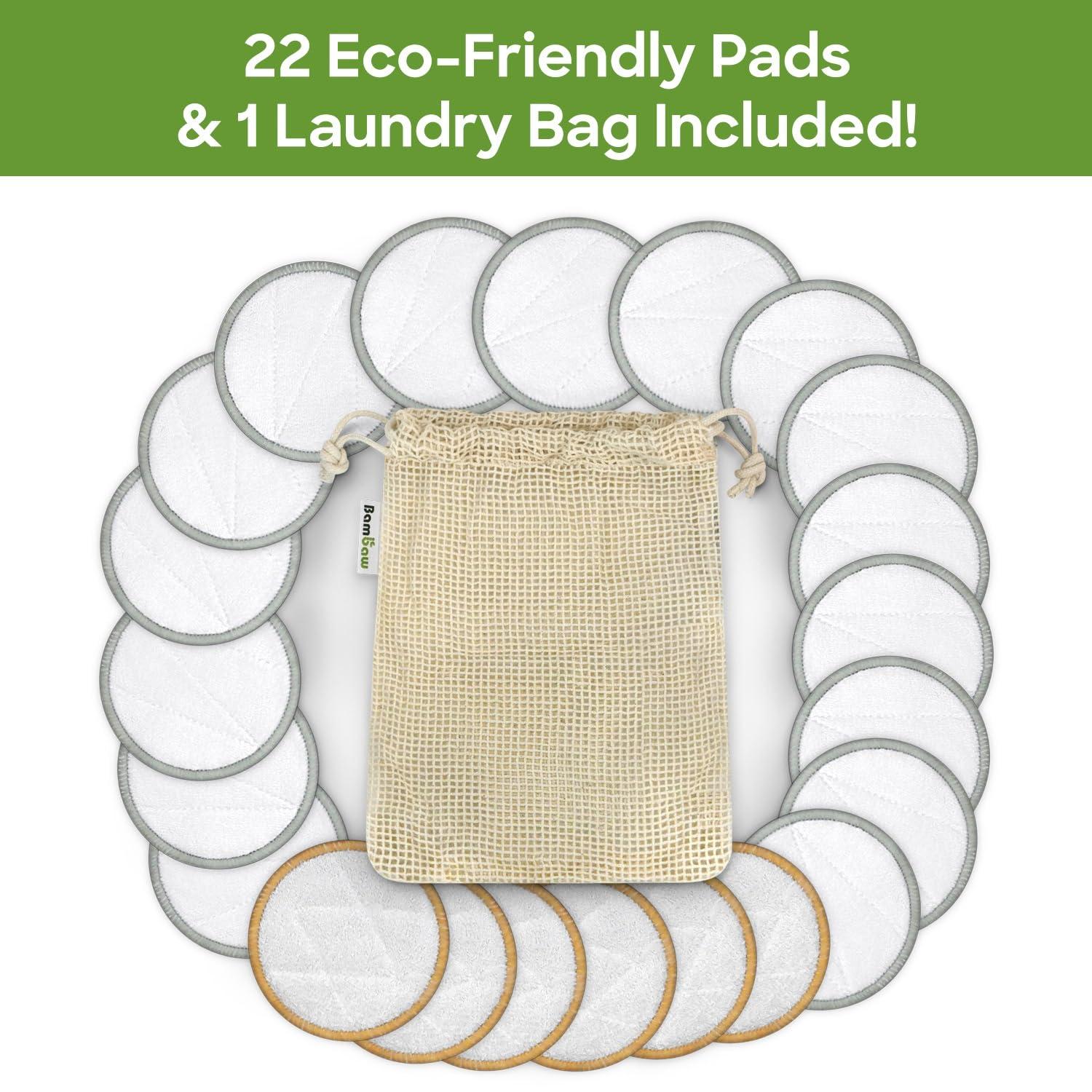 Bambaw Bambaw Reusable Makeup Remover Pads | 22 Cotton Rounds, 1 Bag for Laundry & Storage | Cotton Rounds for Face | Eye Makeup Remover Pads | Reusable Cotton Rounds | Cotton Pads | Cotton Pads for Face
