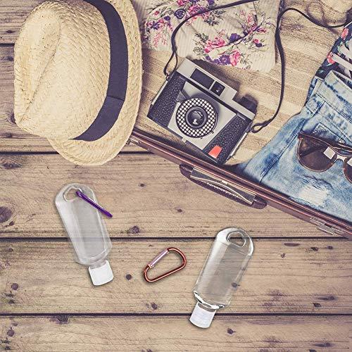 LISSO 50 Pack Travel Plastic Clear Keychain Bottles,2 oz Leakproof Refillable Empty Bottles Portable Liquid Squeeze Container Flip Cap (50PC)