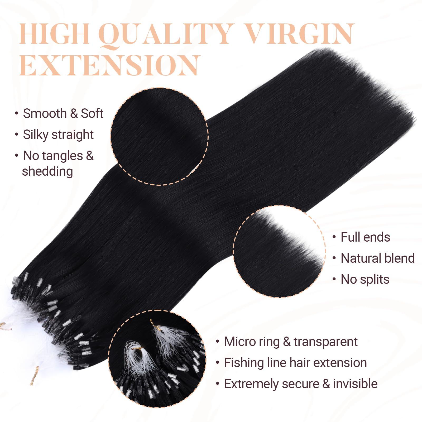 MAXITA MAXITA Microlink Hair Extensions Human Hair, Micro Bead Hair Extensions Virgin Human Hair, 50g/50 Strands/Pack,