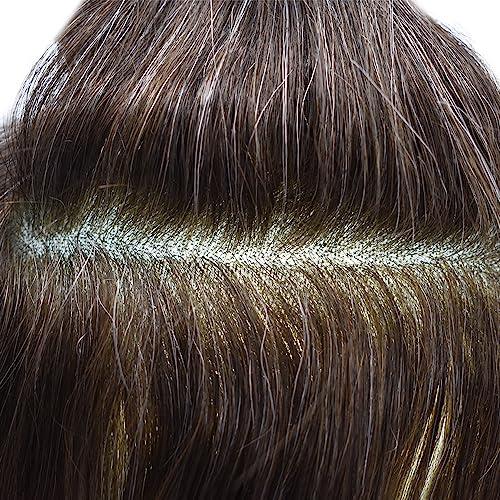 PUNRU HAIR PUNRU HAIR Human Hair System For Men Lace Front With Poly Mens Toupee Natural Hairline Mens Hair Replacement System Bleached Knots Hairpiece 8\"X10\" #320 Dark Brown with 20% gray-100% density