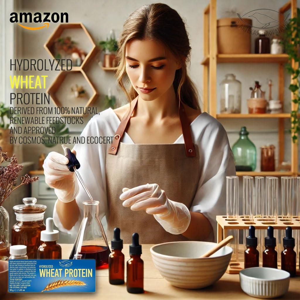 Artekas Innovation Artekas Innovation - HYDROLYZED WHEAT PROTEIN - Liquid - for Homemade Hair, Skin, Body Wash, Shampoos, Conditioners - 1.76 Oz