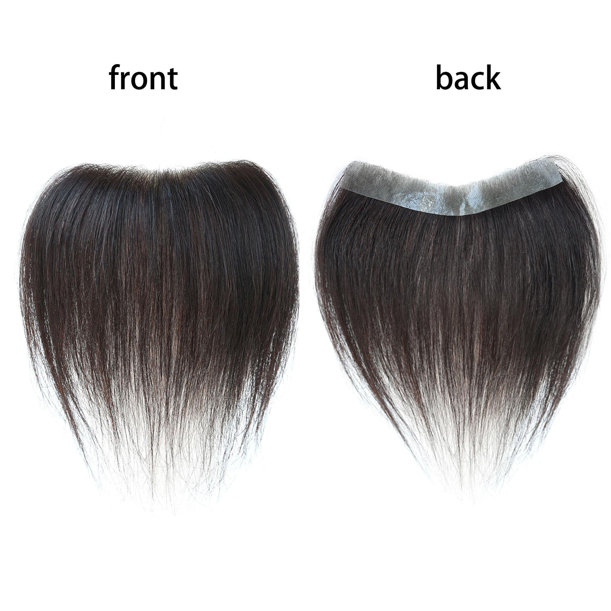 Maweilar Maweilar Frontal Hairpiece for Men, Hair Extension Hairline Loss Straight Tape in Human Hair Toppers Replacement Toupee (Dark Brown, 0.78\"x6.3\", 6\")