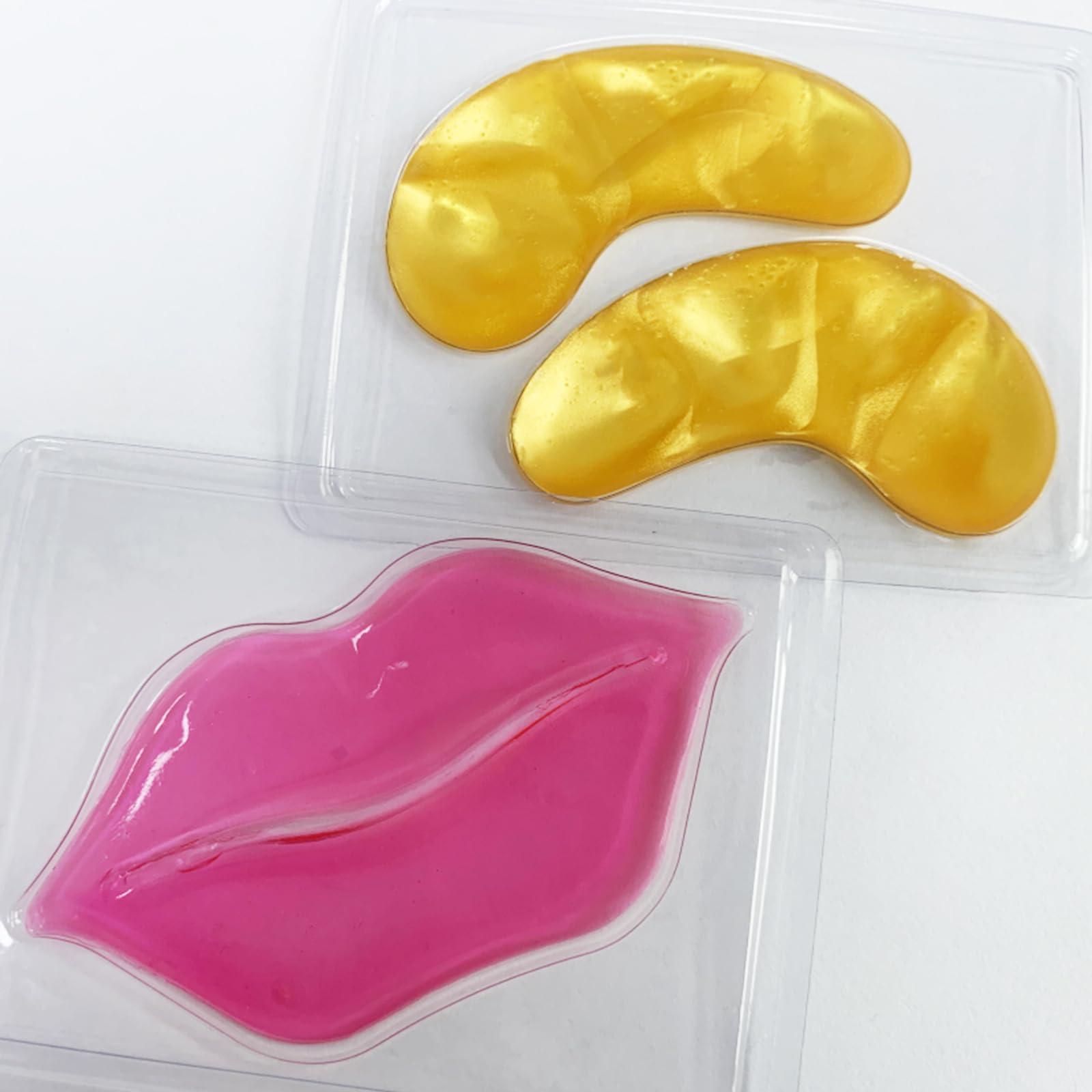 Jakuva 30 Pairs Lip Masks & Eye Masks,Gold Under Eye Patches for Puffy Eyes,Peach Red Lip Masks Skincare,Effectively Moisturizing the Lip & Eye Skin,Anti-Aging,Reducing Fine Lines,Nourishing for Face Care