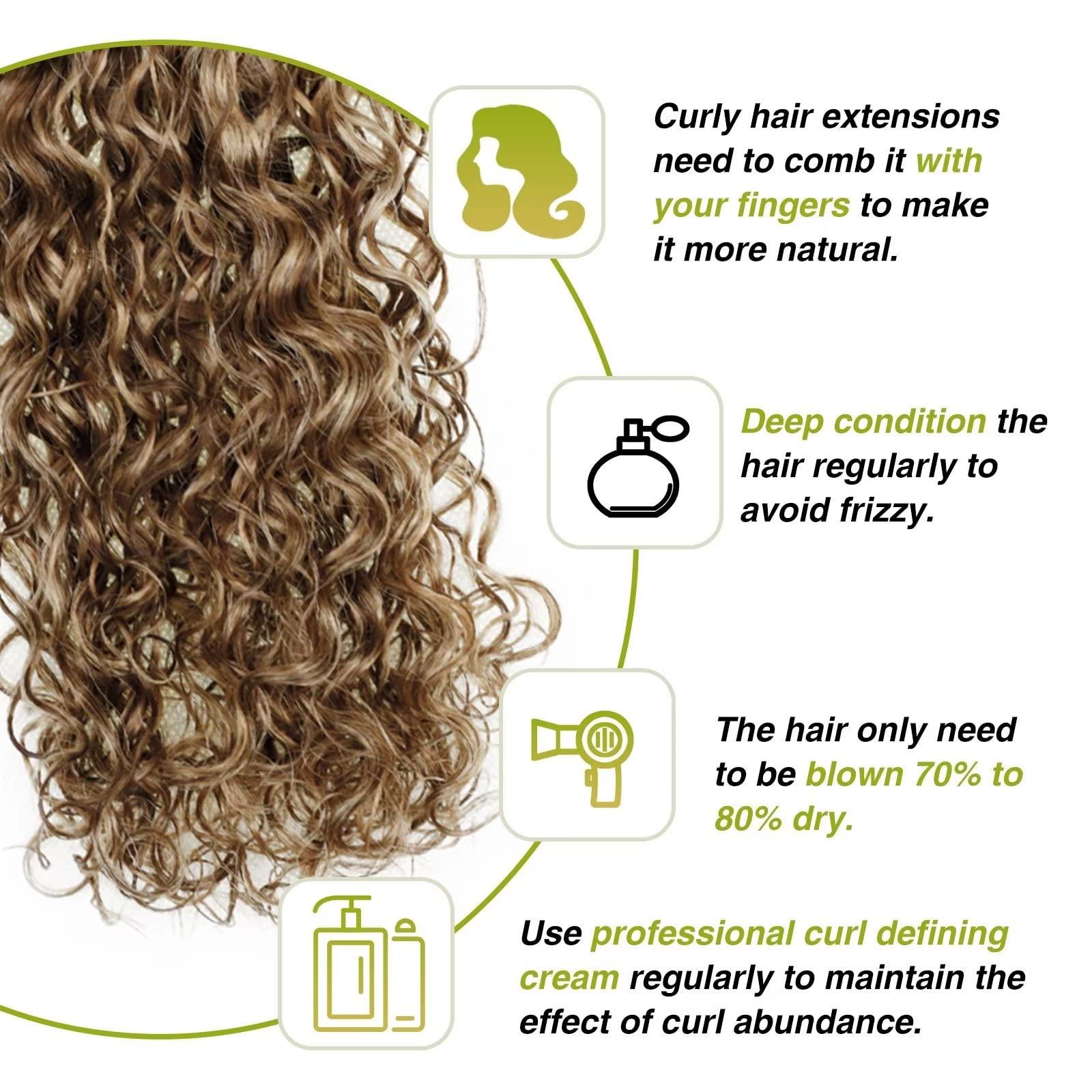 Easyouth Curly Tape in Hair Extensions Blonde Highlights Medium Brown Mixed Honey Blonde Tape on Hair Extension Human Hair Natural Curly Hair Extensions Tape ins for Women 14Inch 50g 20Pcs