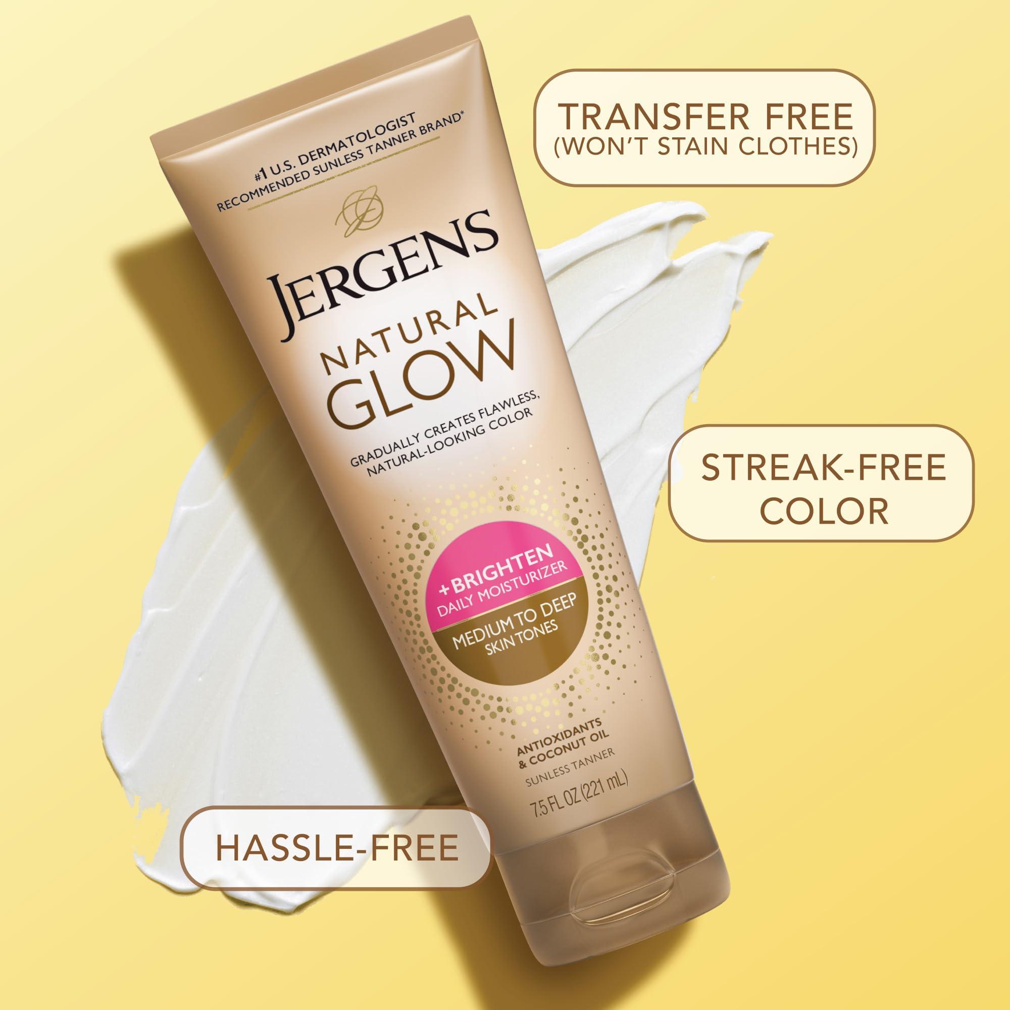 Jergens Jergens Natural Glow Self Tanner Body Lotion, Sunless Tanning, Medium to Deep Skin Tone, Daily Moisturizer with Coconut Oil, Vitamin E and Antioxidants, 7.5 Oz