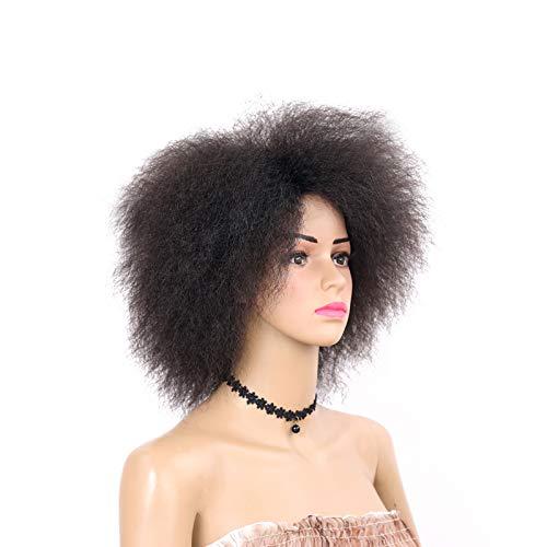 Leying Kinky Straight Wig African Curly Hair for Women Fluffy Synthetic Wig Black Heat Resistant