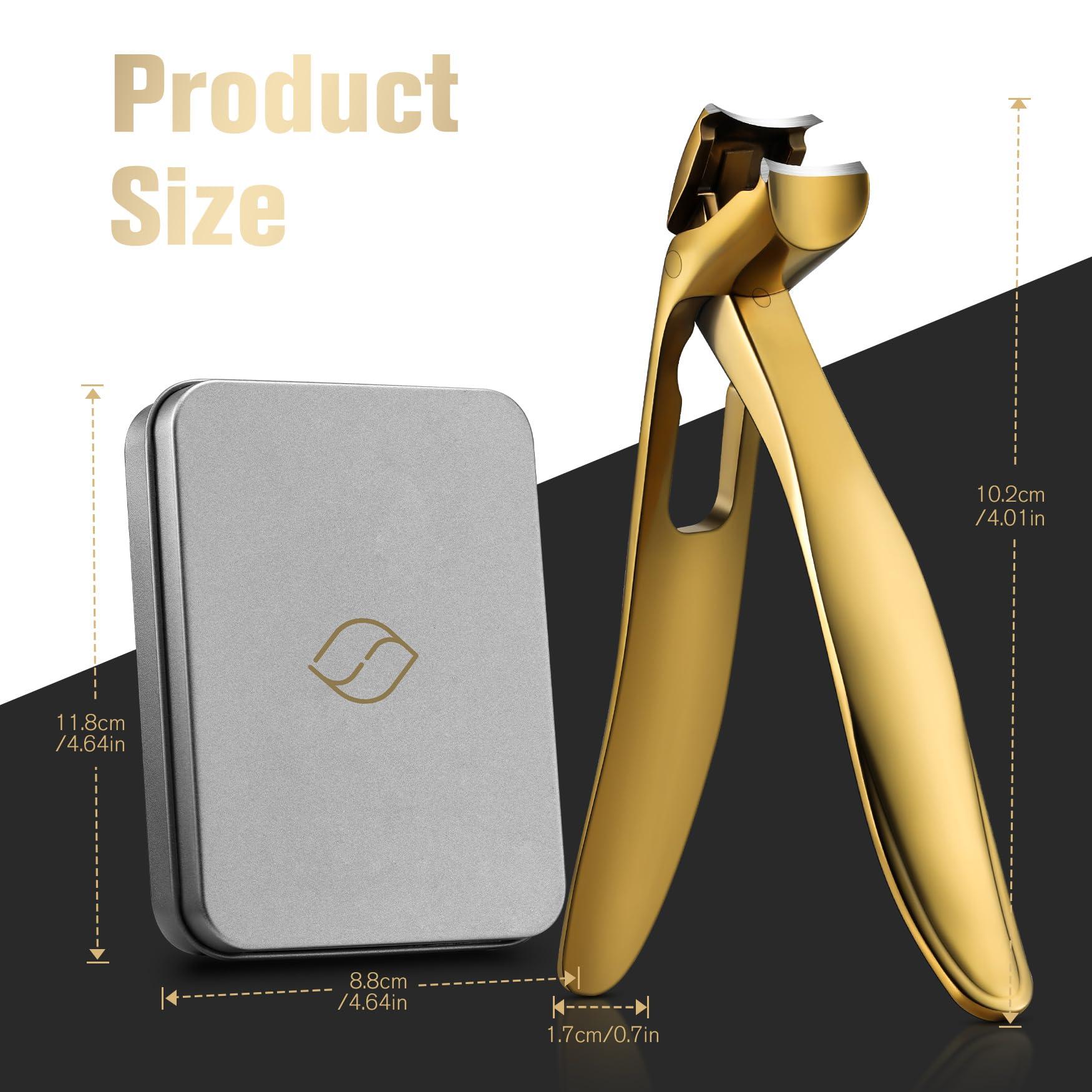 FERYES FERYES Angled Head Long Handled Toenail Clipper for Seniors - Large Wide Jaw Nail Clipper with Catcher for Thick Nails - Easier Trimming, Ergonomic Design (Gold