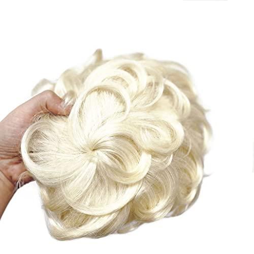ICRAB ICRAB 6" Natural Fluffy 613# Blonde Human Hair Topper Short Curly Topper Hair Pieces Toupee Clip in Topper Human Hair Wig Topper Wavy Hair Topper Wiglets Hairpieces for Women with Thinning Hair